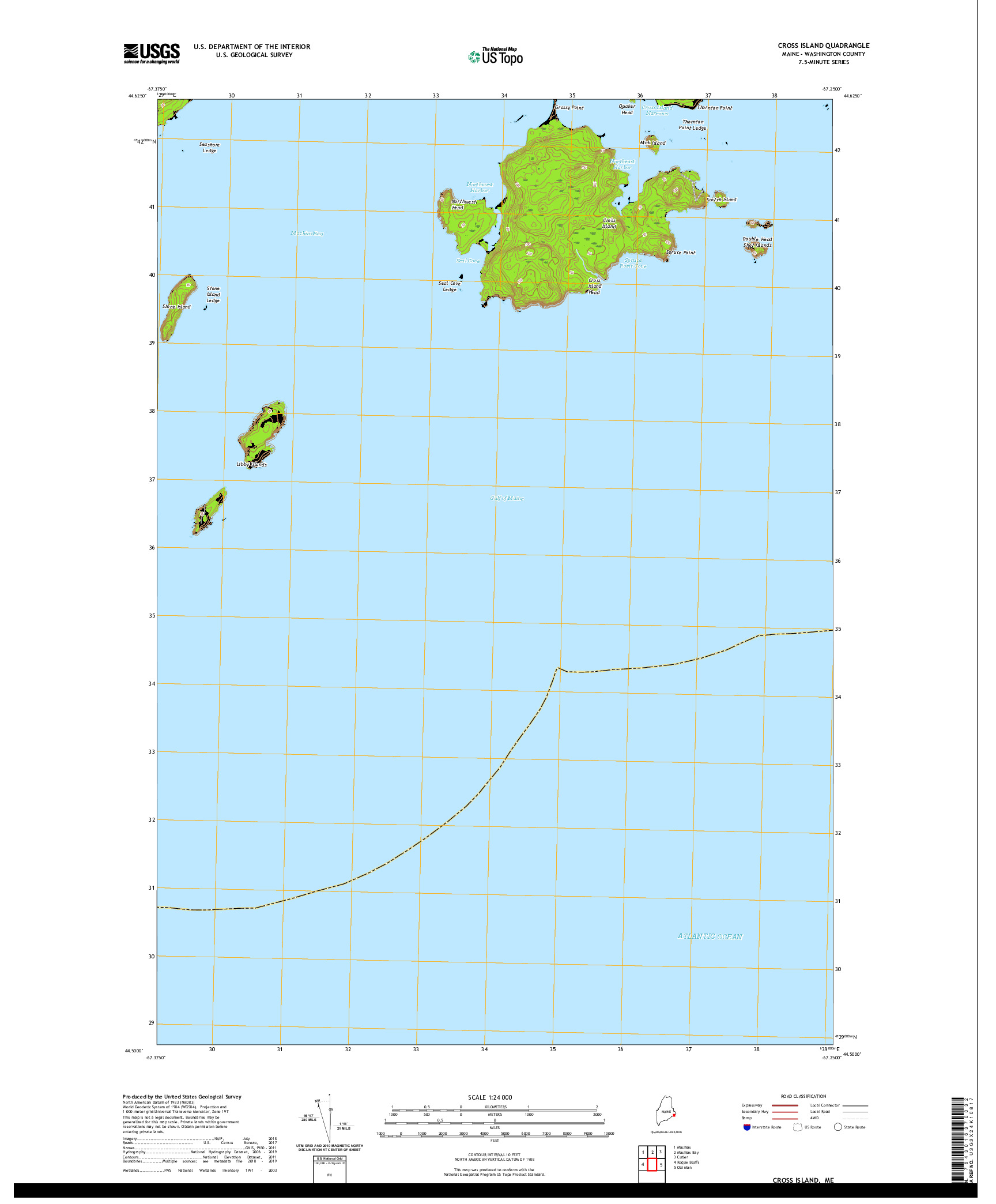 USGS US TOPO 7.5-MINUTE MAP FOR CROSS ISLAND, ME 2021