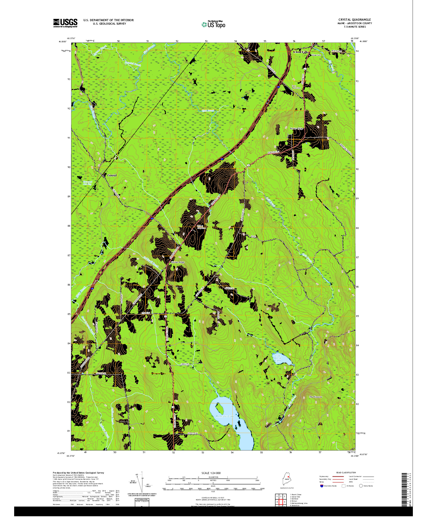 USGS US TOPO 7.5-MINUTE MAP FOR CRYSTAL, ME 2021