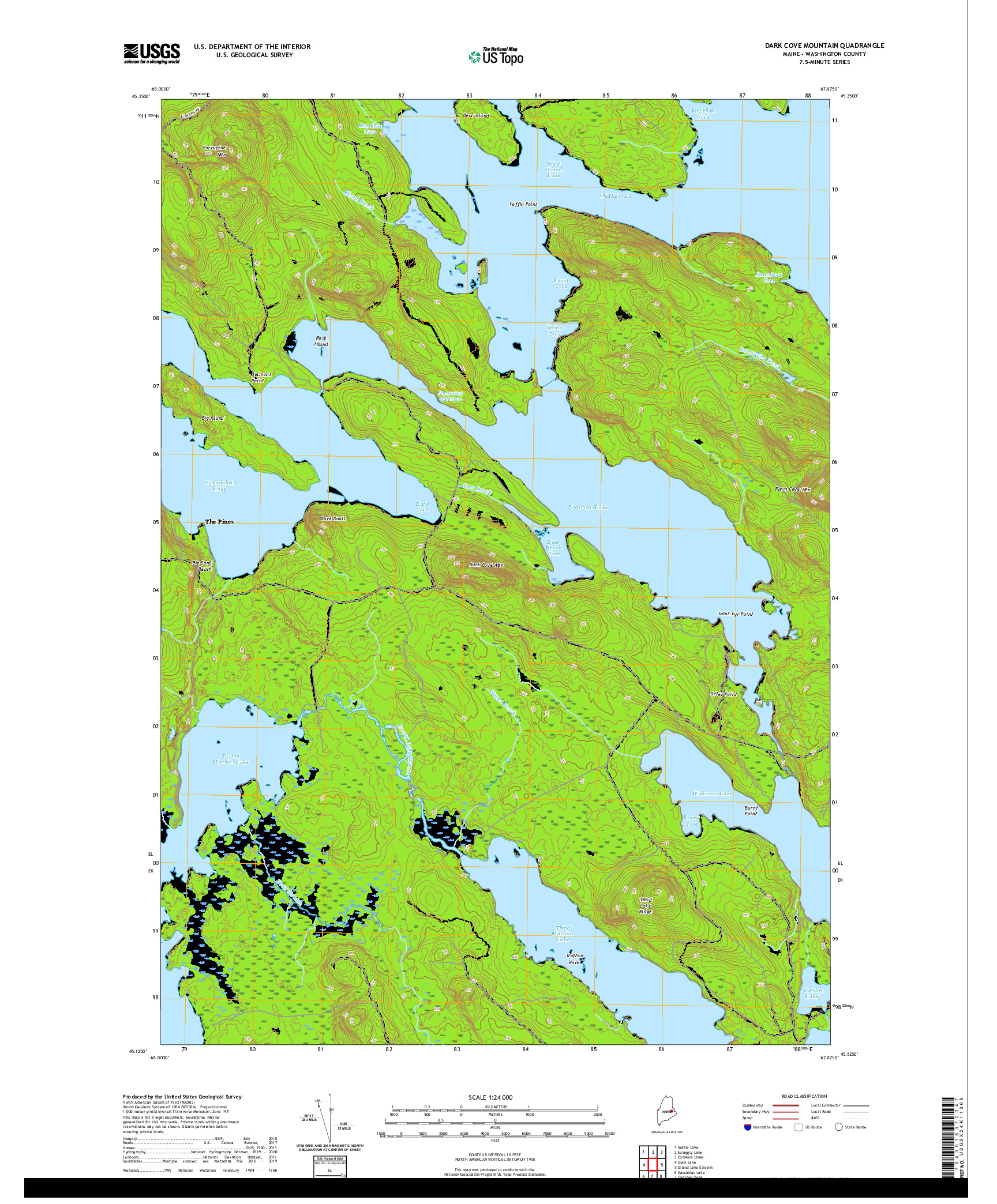 USGS US TOPO 7.5-MINUTE MAP FOR DARK COVE MOUNTAIN, ME 2021
