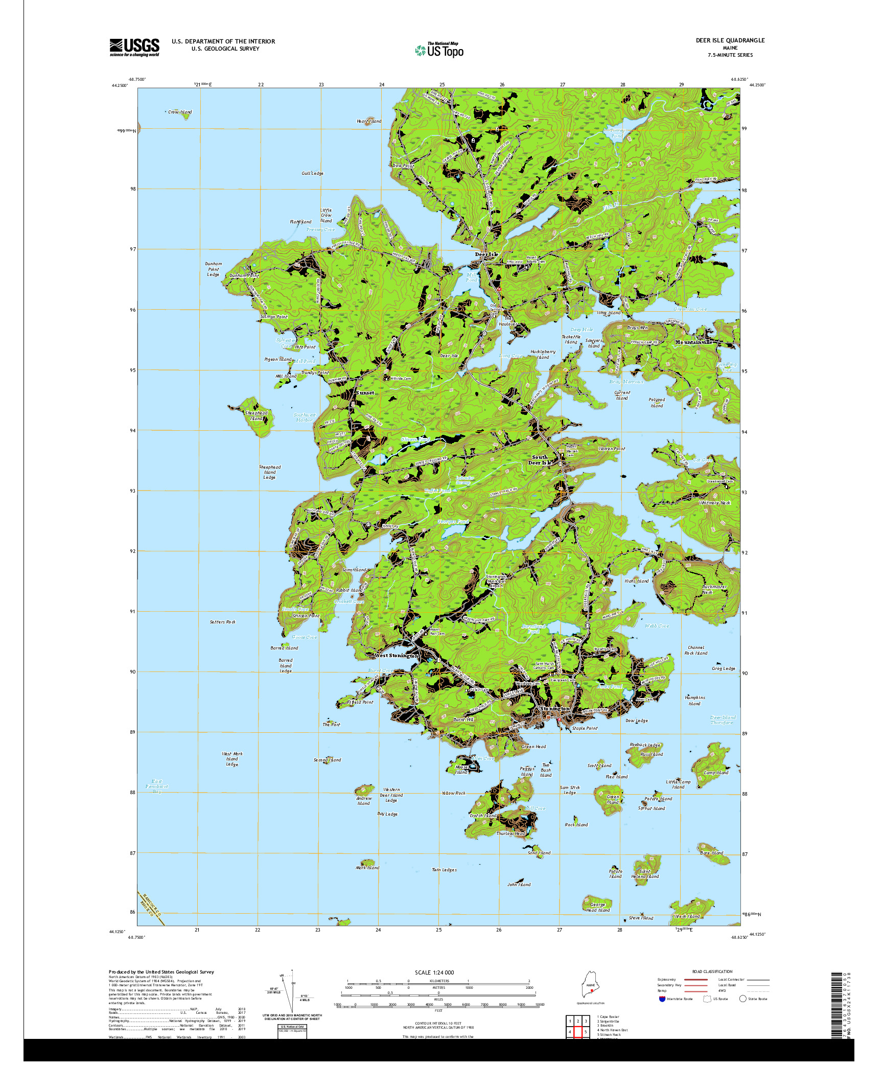 USGS US TOPO 7.5-MINUTE MAP FOR DEER ISLE, ME 2021