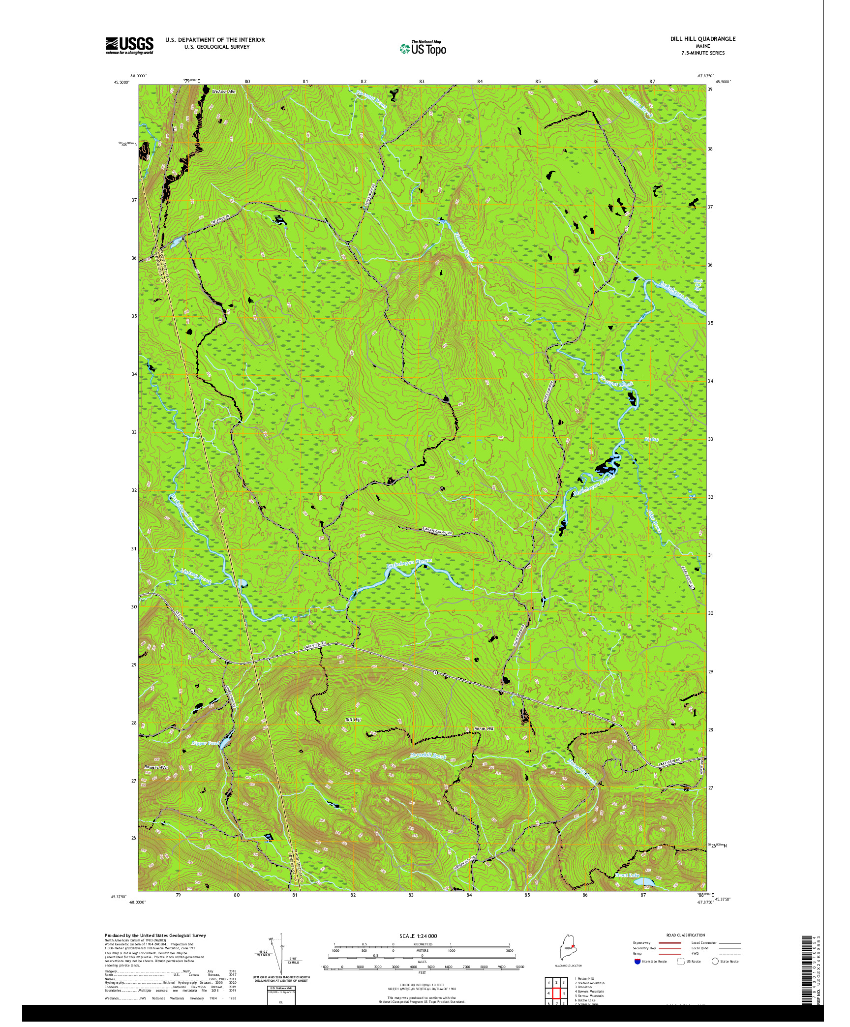 USGS US TOPO 7.5-MINUTE MAP FOR DILL HILL, ME 2021