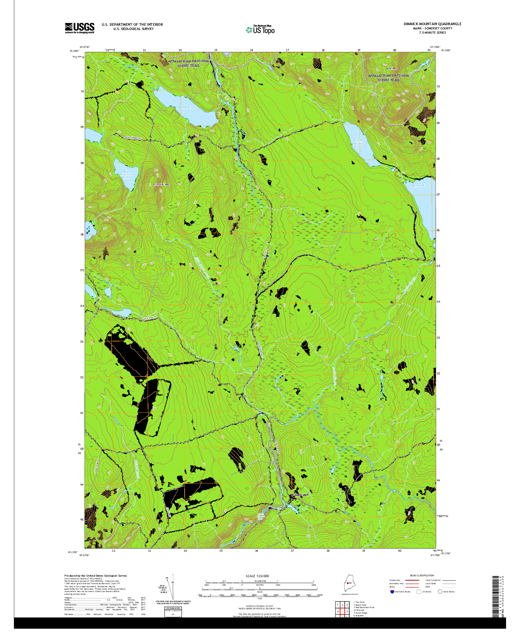 USGS US TOPO 7.5-MINUTE MAP FOR DIMMICK MOUNTAIN, ME 2021
