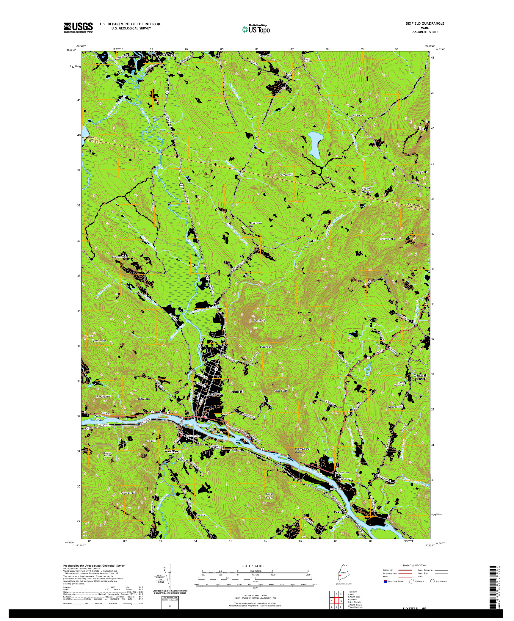 USGS US TOPO 7.5-MINUTE MAP FOR DIXFIELD, ME 2021