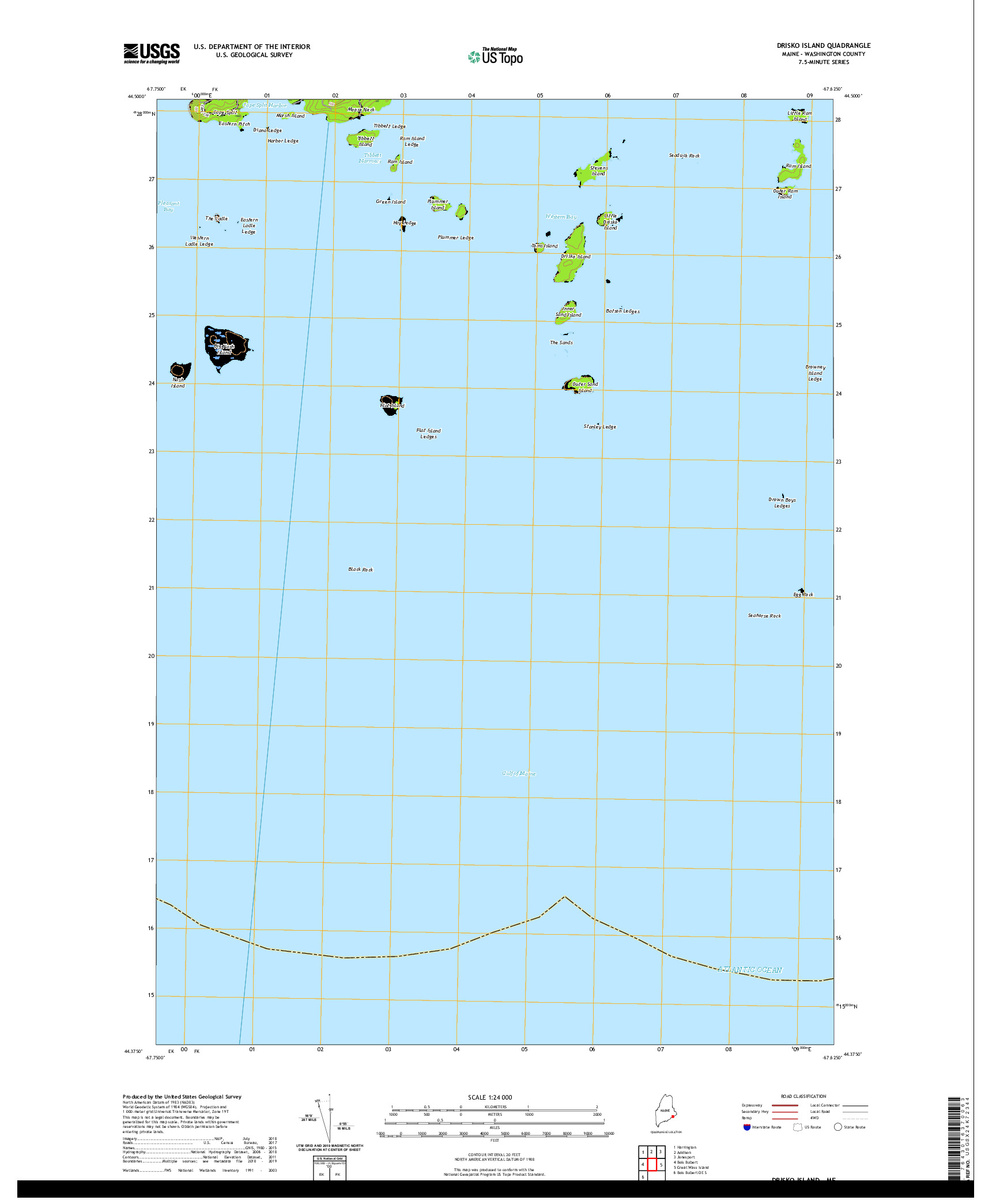 USGS US TOPO 7.5-MINUTE MAP FOR DRISKO ISLAND, ME 2021