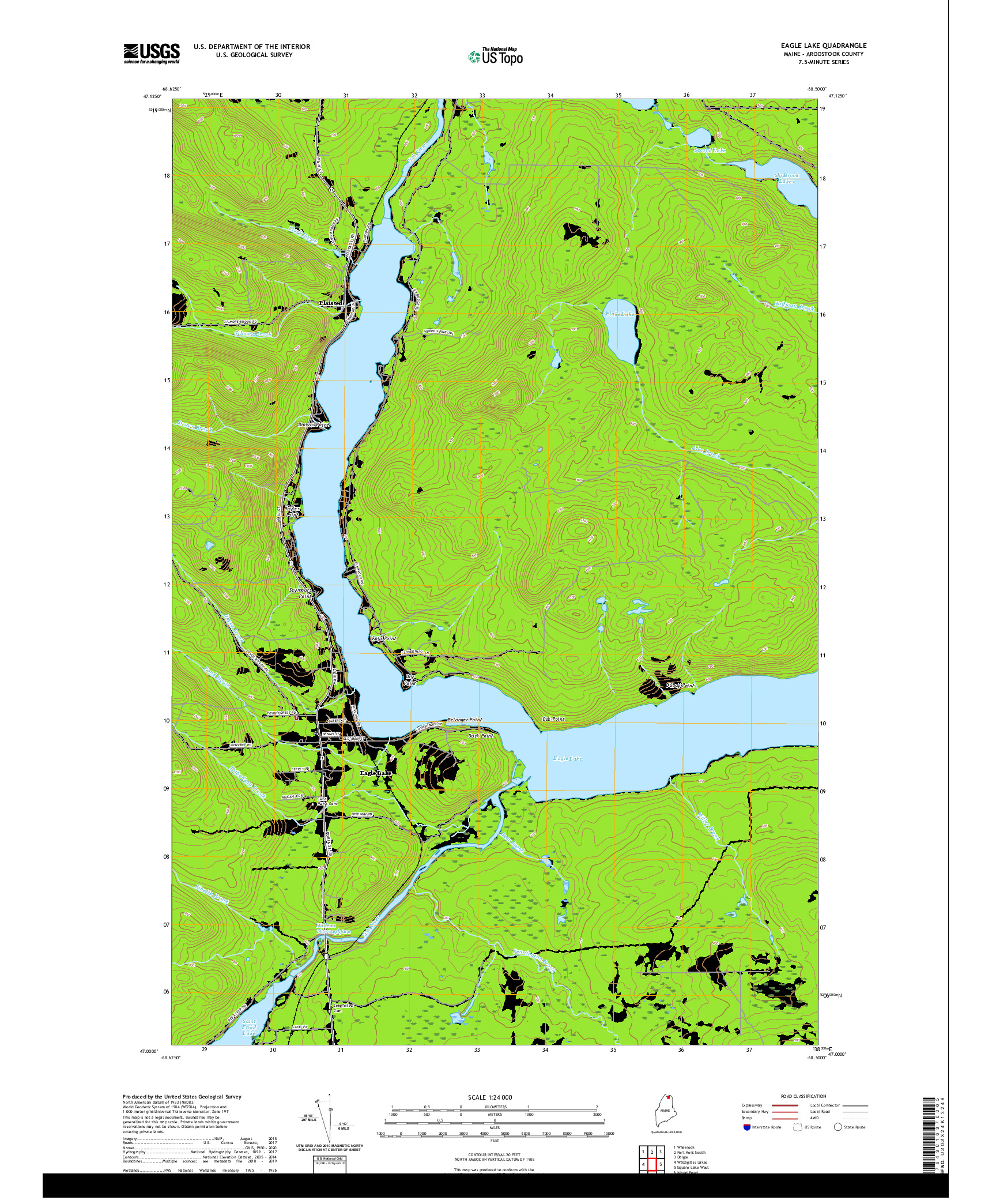 USGS US TOPO 7.5-MINUTE MAP FOR EAGLE LAKE, ME 2021