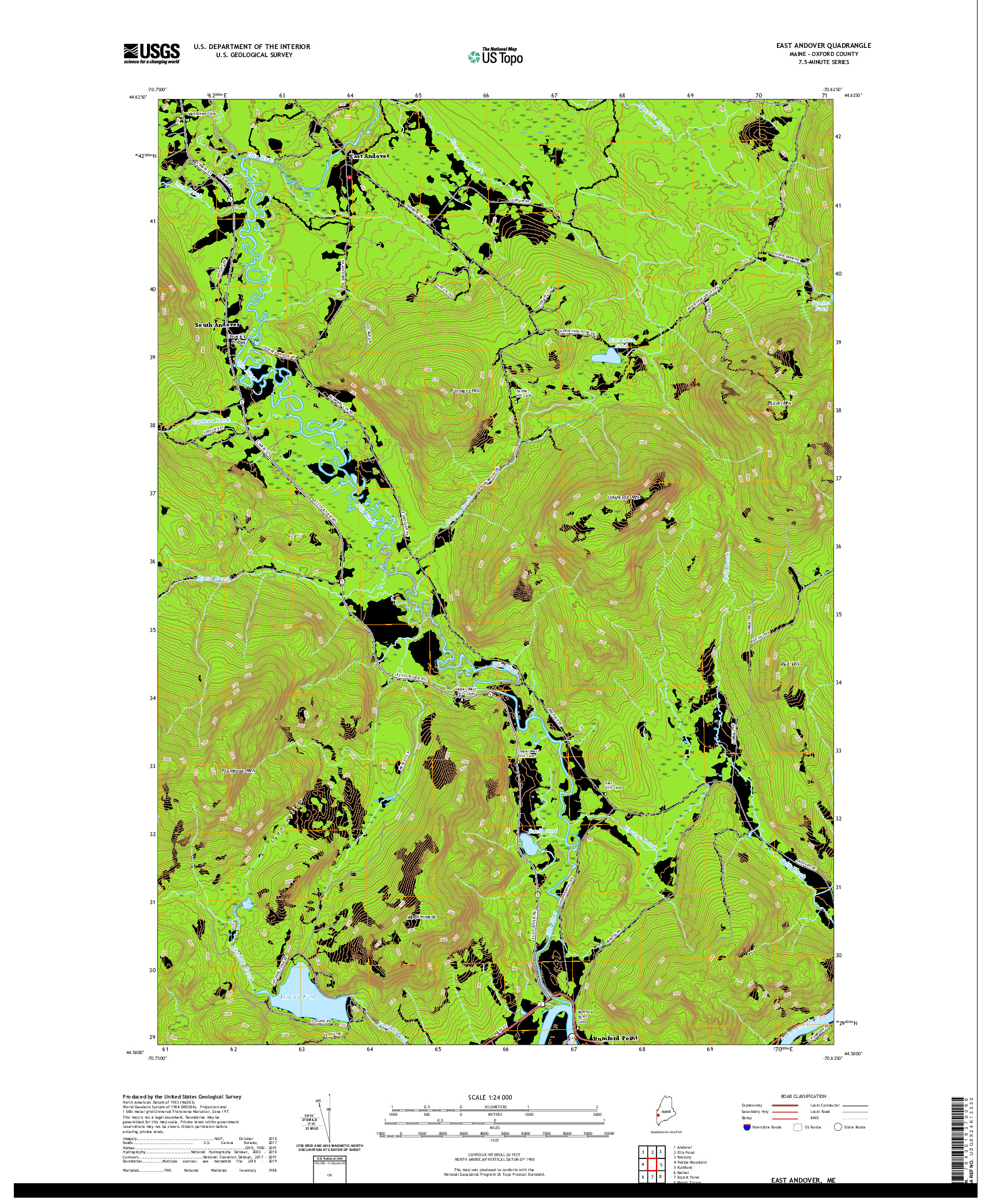 USGS US TOPO 7.5-MINUTE MAP FOR EAST ANDOVER, ME 2021