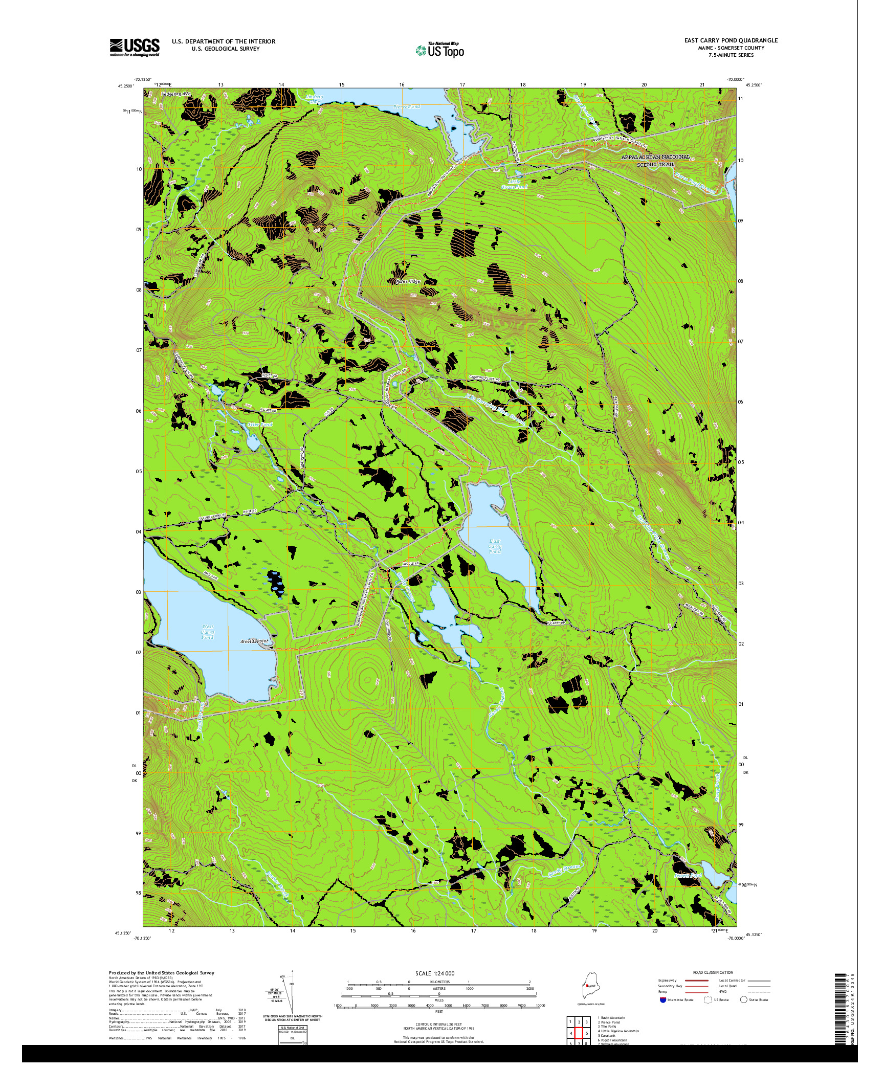 USGS US TOPO 7.5-MINUTE MAP FOR EAST CARRY POND, ME 2021