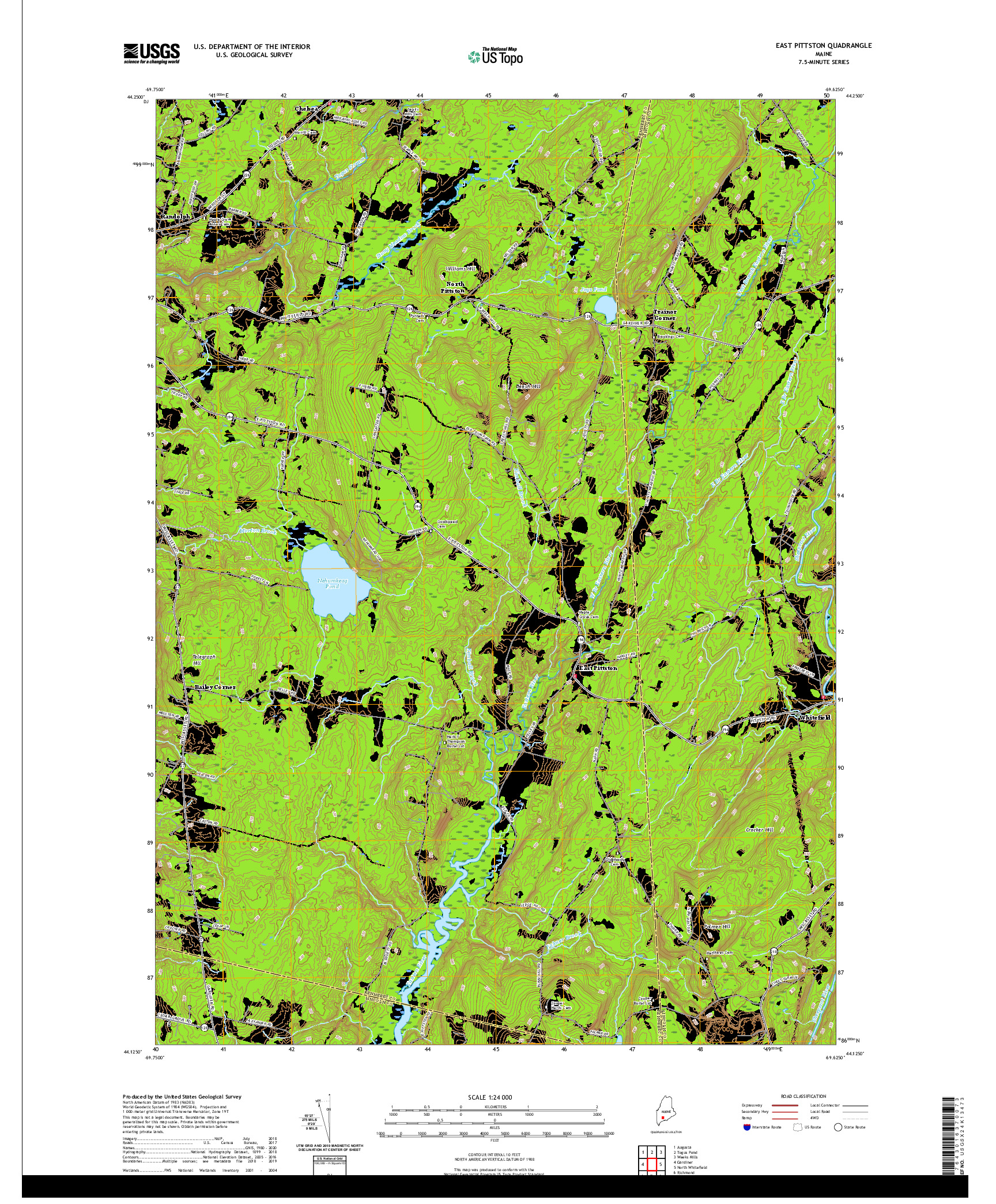 USGS US TOPO 7.5-MINUTE MAP FOR EAST PITTSTON, ME 2021