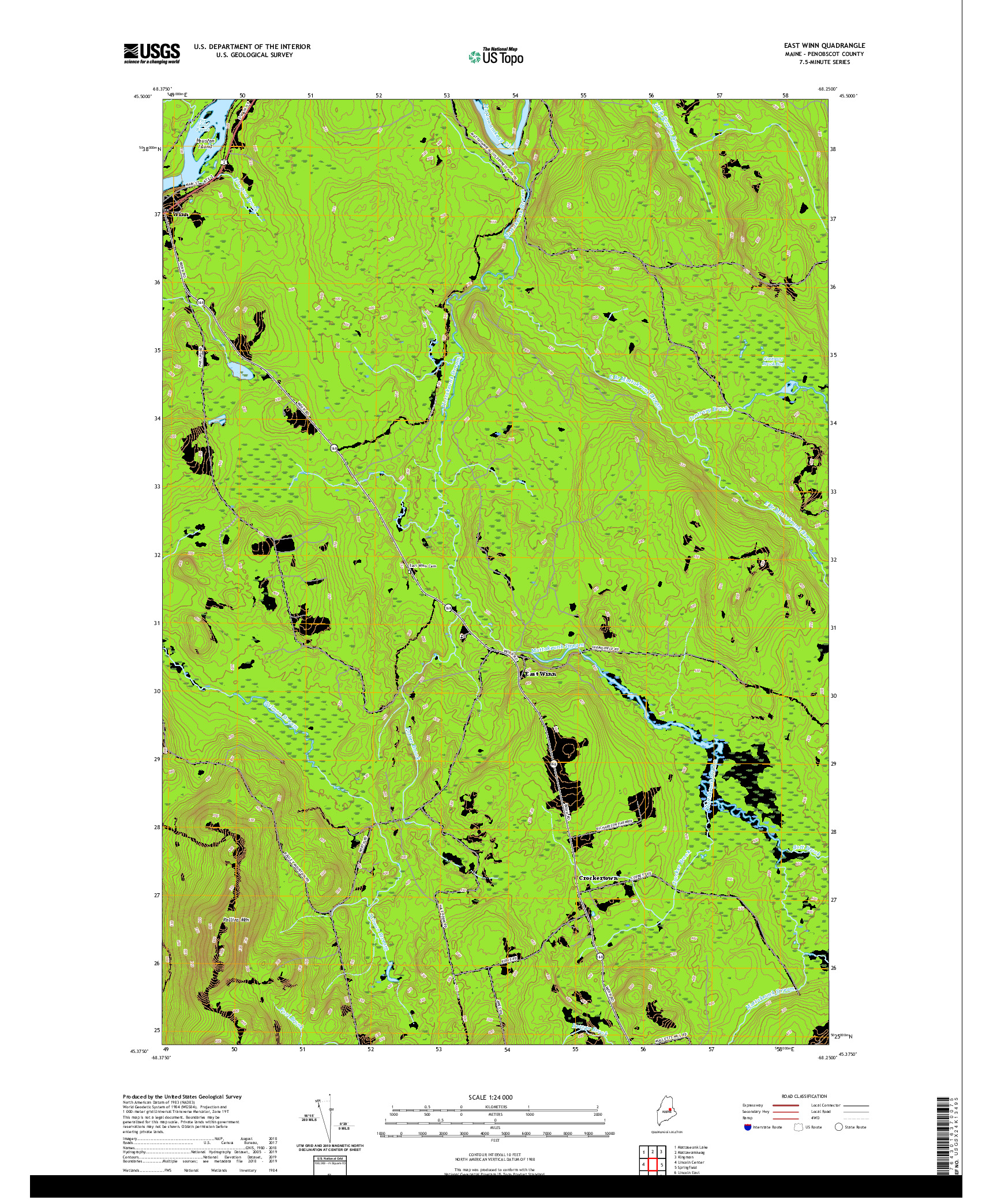 USGS US TOPO 7.5-MINUTE MAP FOR EAST WINN, ME 2021