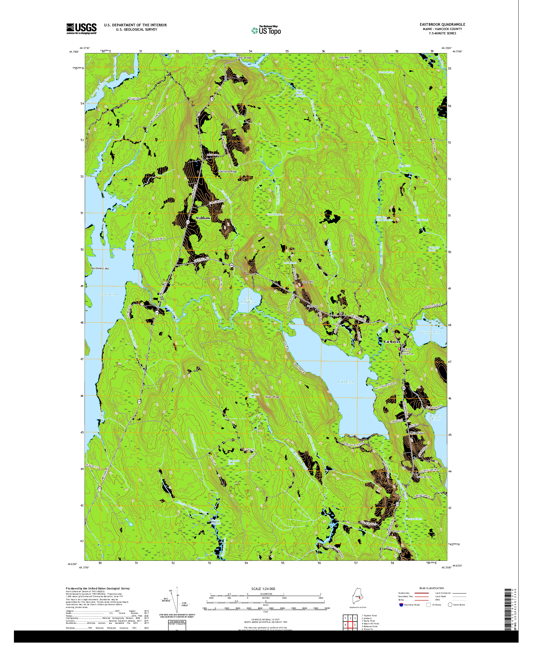 USGS US TOPO 7.5-MINUTE MAP FOR EASTBROOK, ME 2021