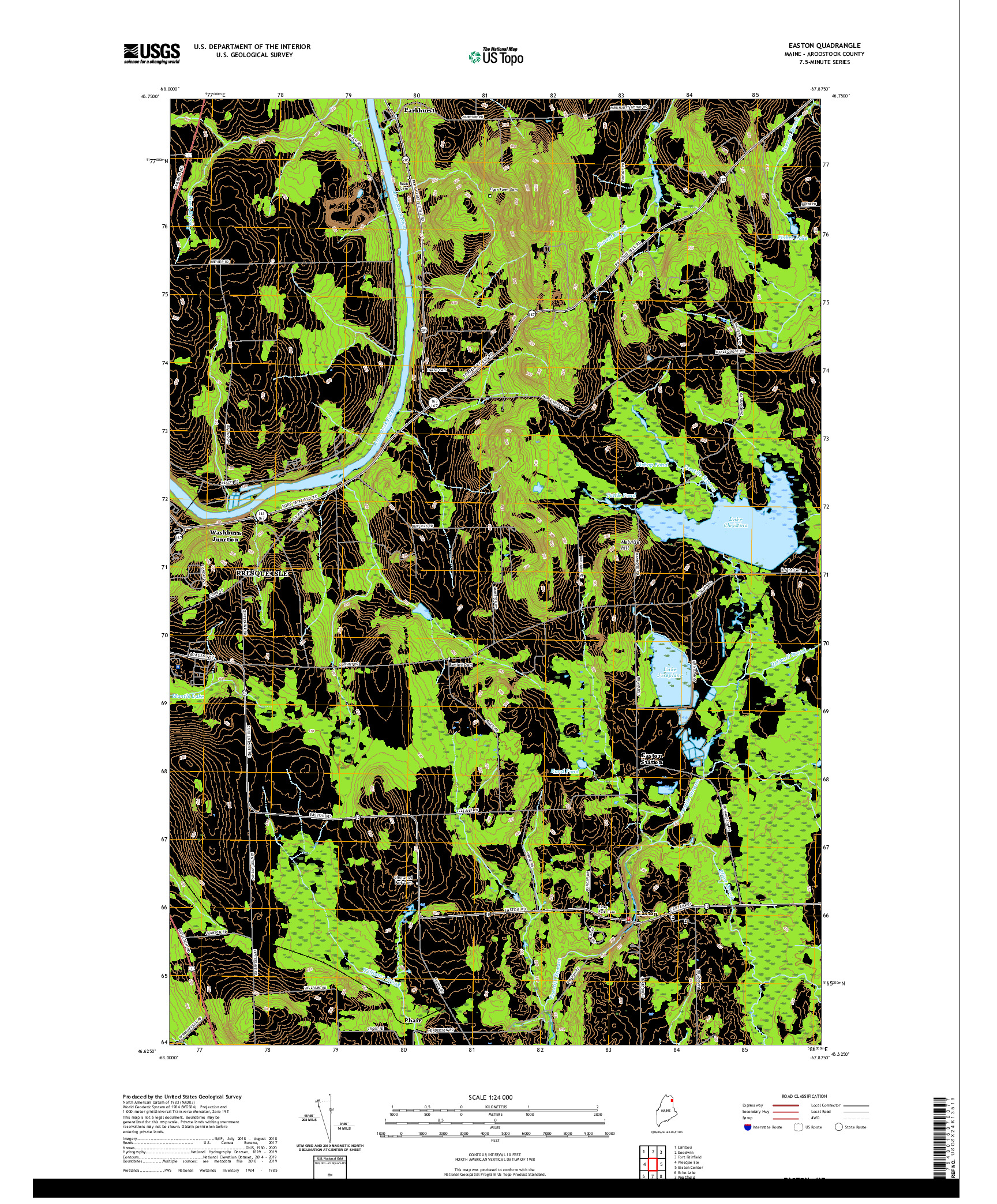 USGS US TOPO 7.5-MINUTE MAP FOR EASTON, ME 2021