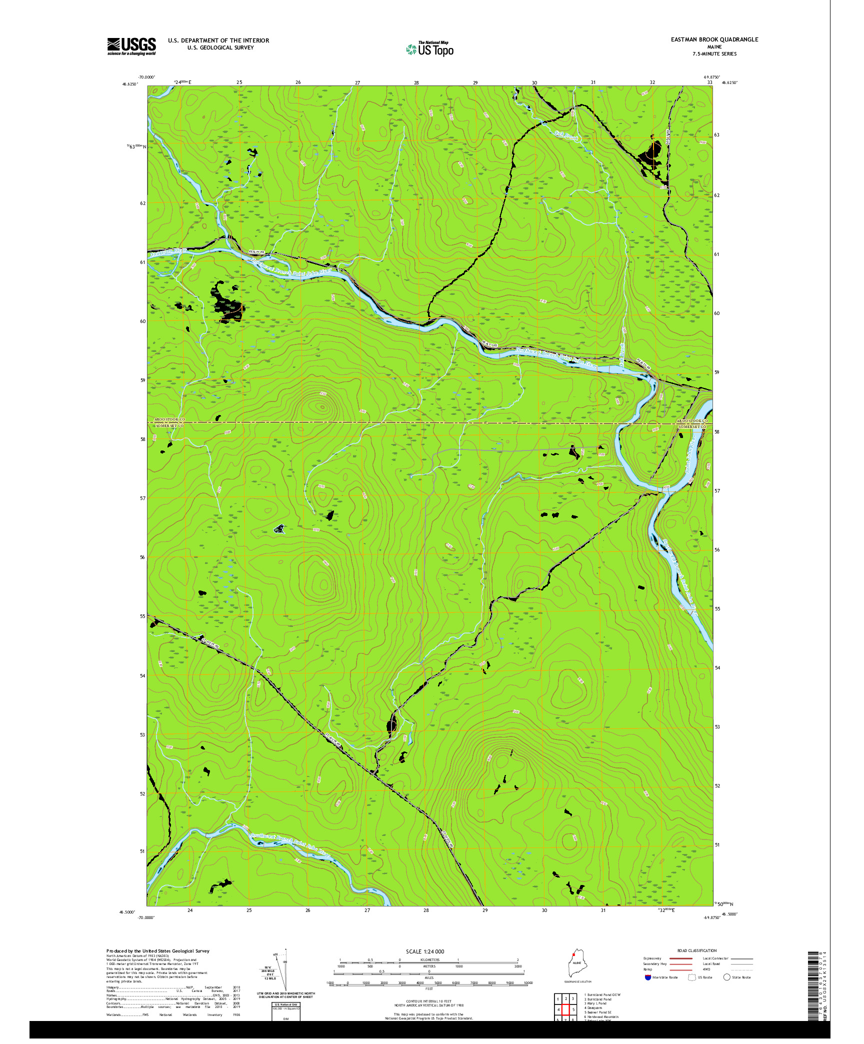 USGS US TOPO 7.5-MINUTE MAP FOR EASTMAN BROOK, ME 2021
