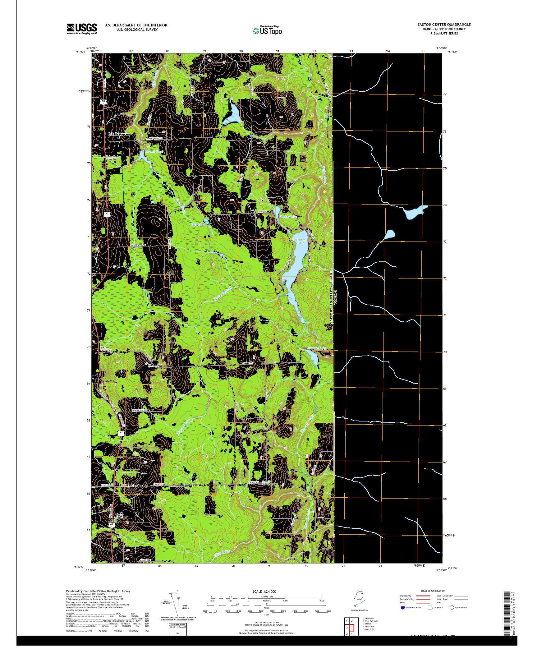 USGS US TOPO 7.5-MINUTE MAP FOR EASTON CENTER, ME,NB 2021