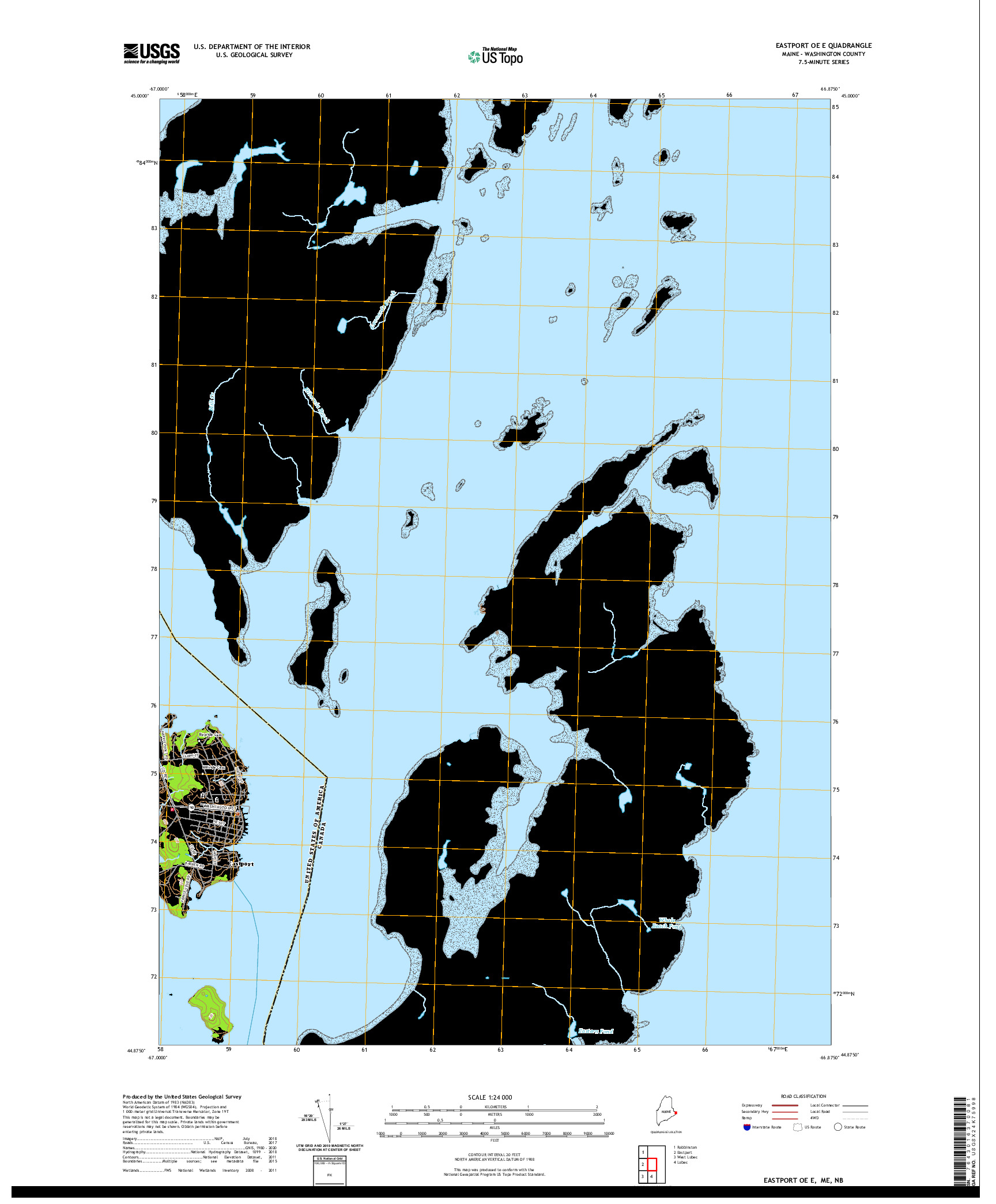 USGS US TOPO 7.5-MINUTE MAP FOR EASTPORT OE E, ME,NB 2021