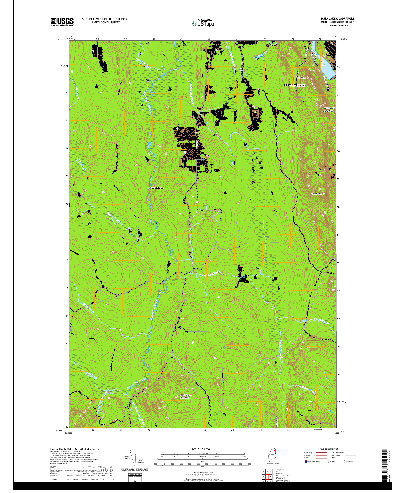 USGS US TOPO 7.5-MINUTE MAP FOR ECHO LAKE, ME 2021