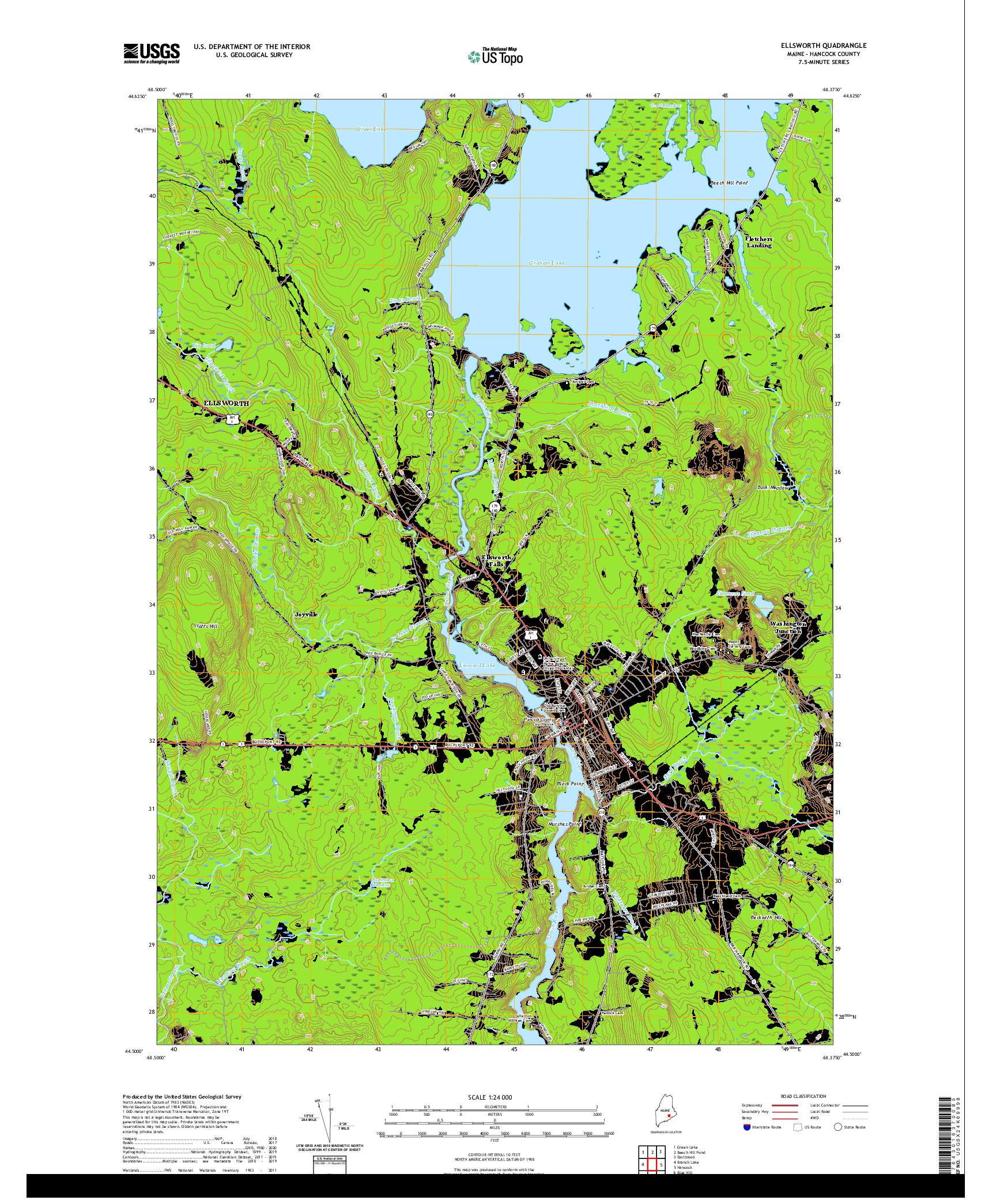 USGS US TOPO 7.5-MINUTE MAP FOR ELLSWORTH, ME 2021