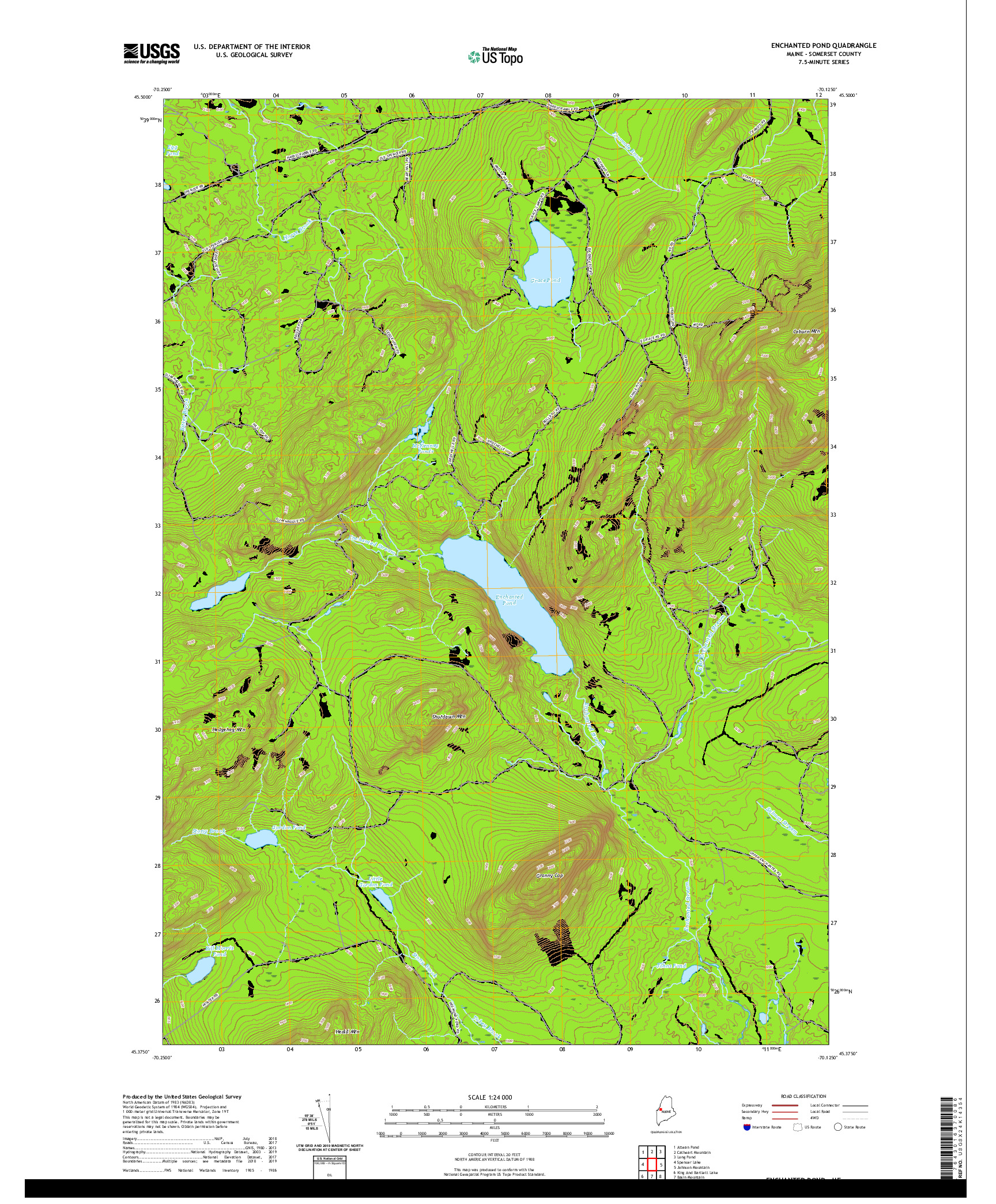 USGS US TOPO 7.5-MINUTE MAP FOR ENCHANTED POND, ME 2021