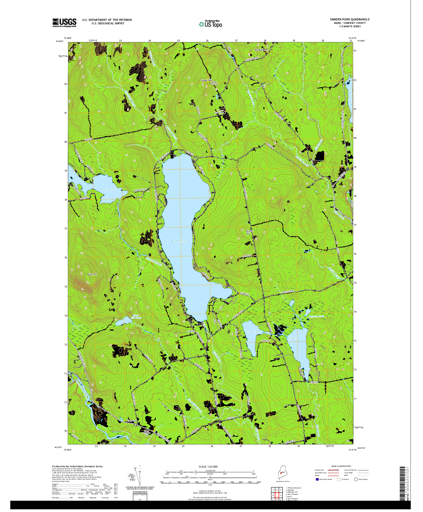 USGS US TOPO 7.5-MINUTE MAP FOR EMBDEN POND, ME 2021