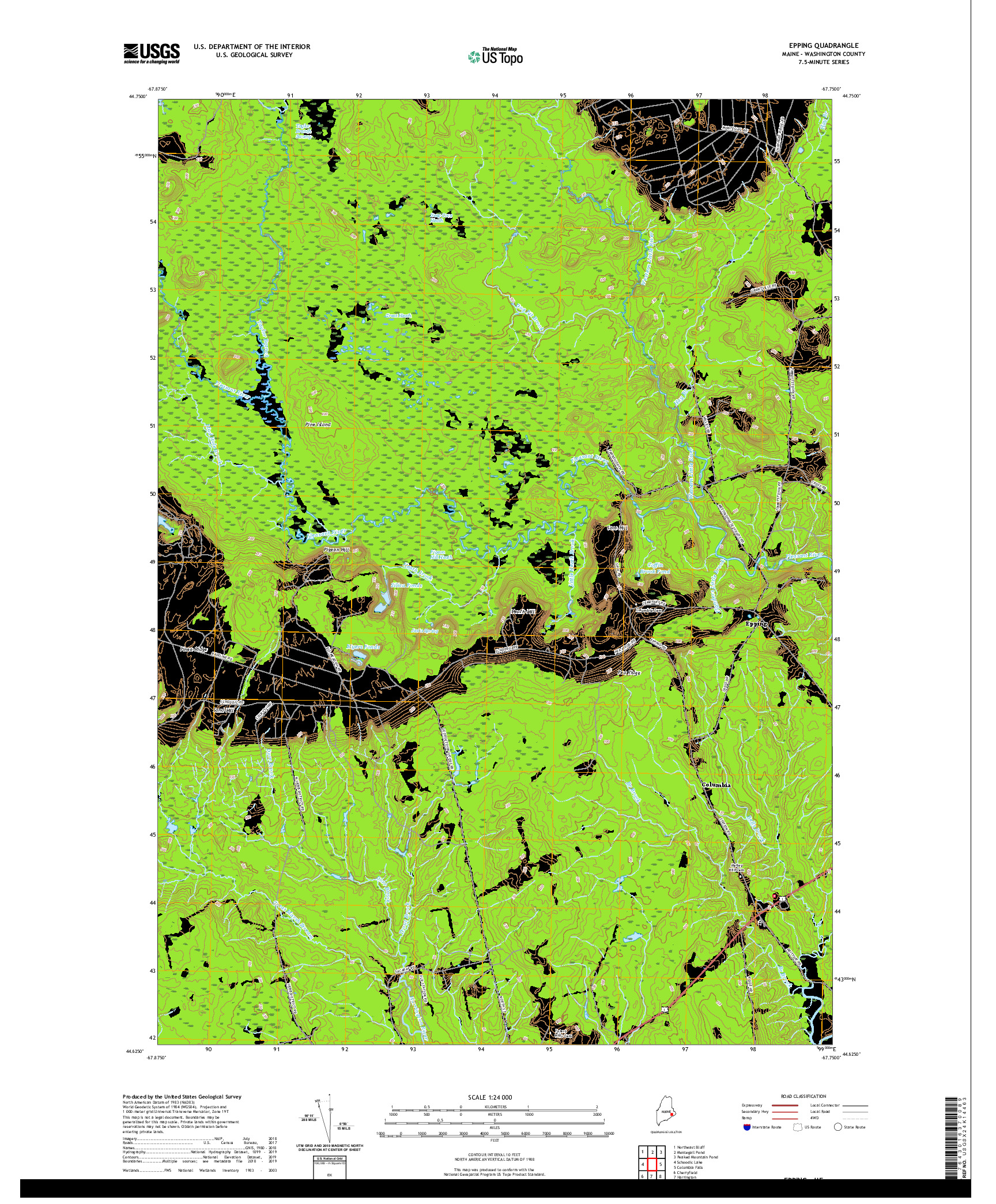 USGS US TOPO 7.5-MINUTE MAP FOR EPPING, ME 2021