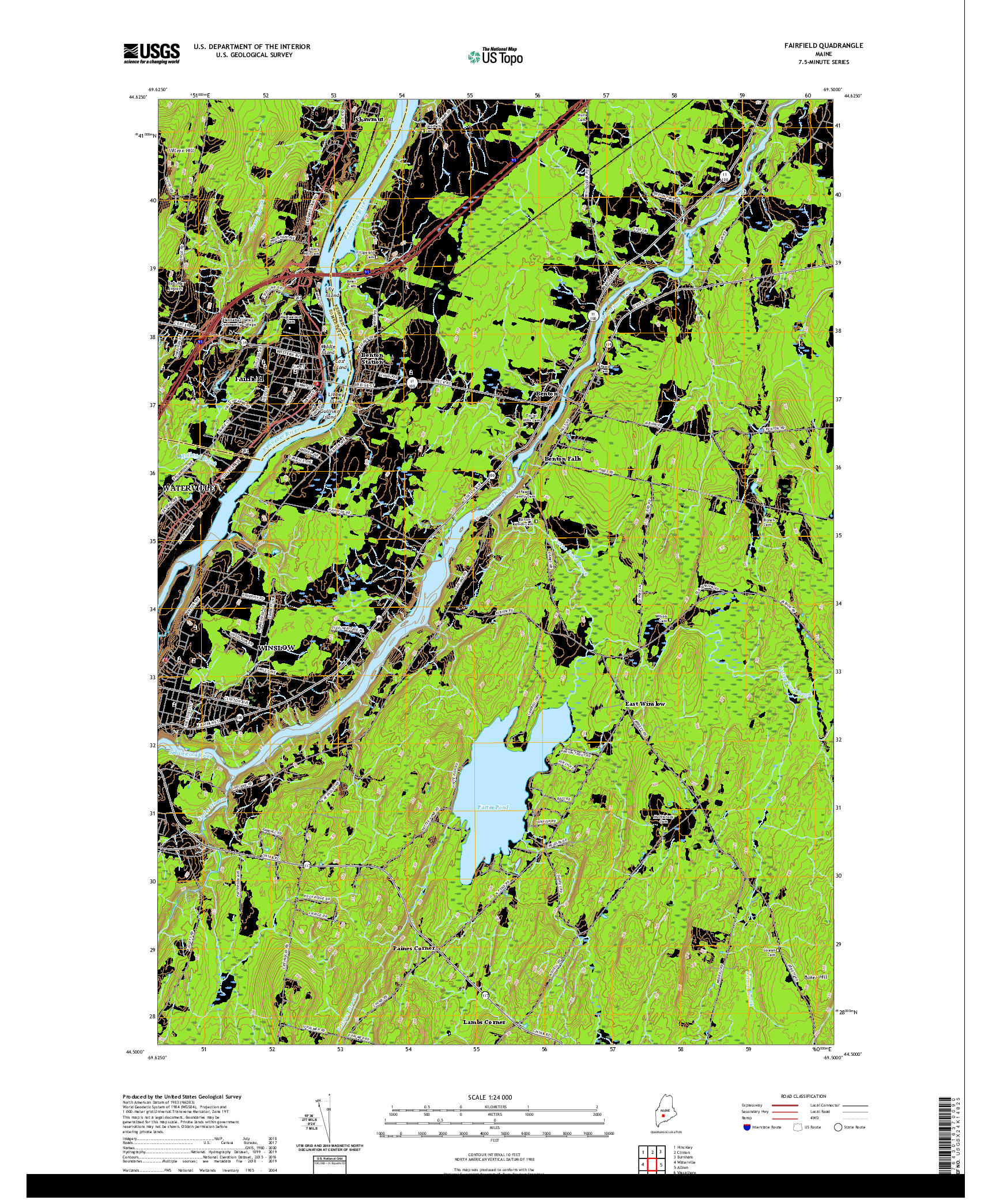 USGS US TOPO 7.5-MINUTE MAP FOR FAIRFIELD, ME 2021