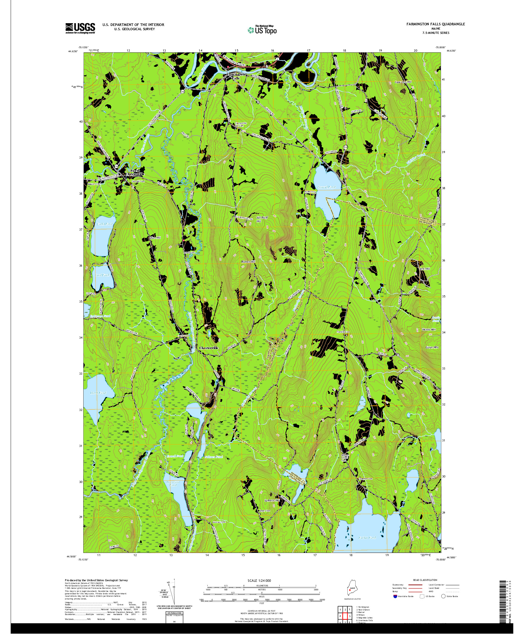 USGS US TOPO 7.5-MINUTE MAP FOR FARMINGTON FALLS, ME 2021