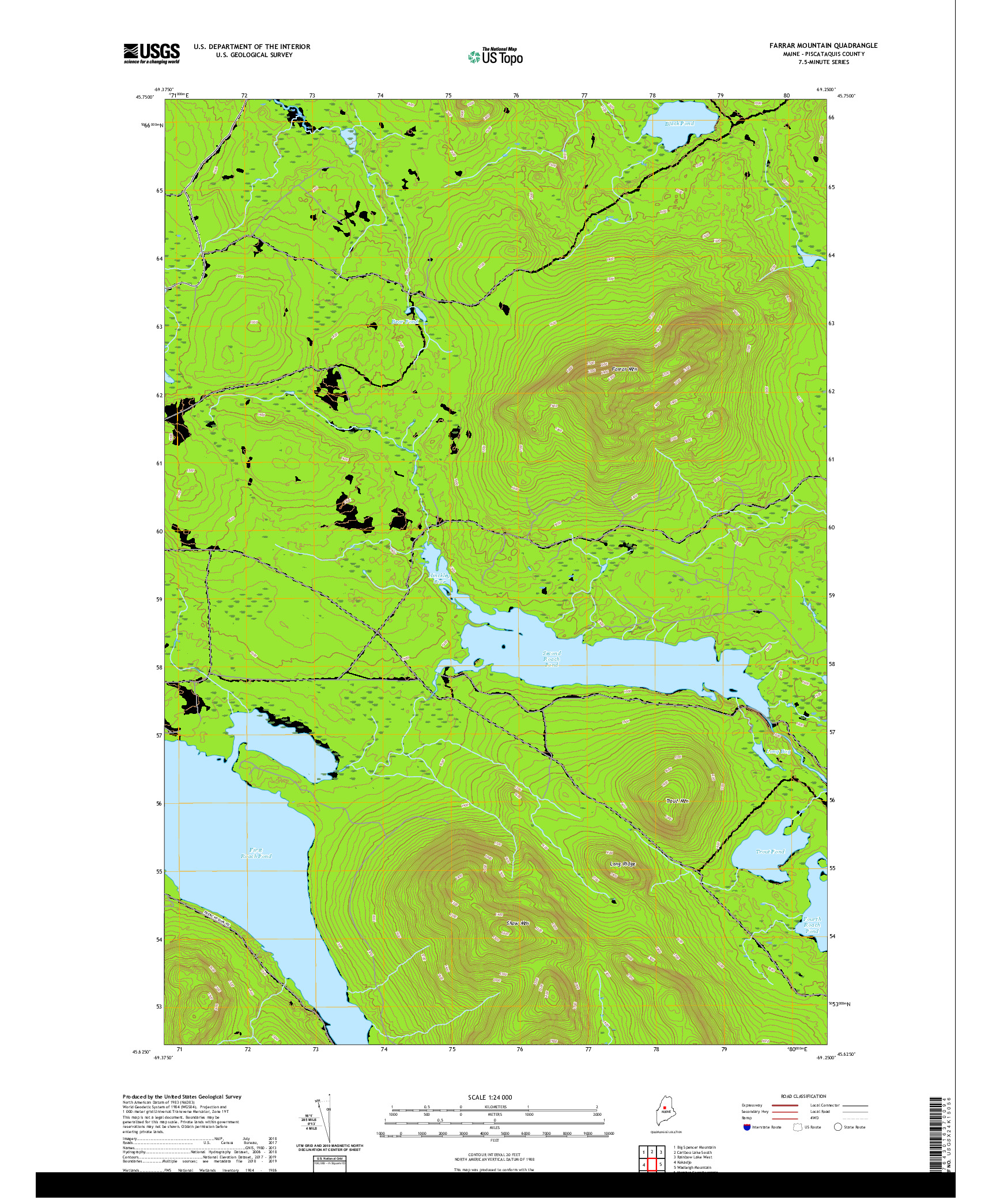 USGS US TOPO 7.5-MINUTE MAP FOR FARRAR MOUNTAIN, ME 2021