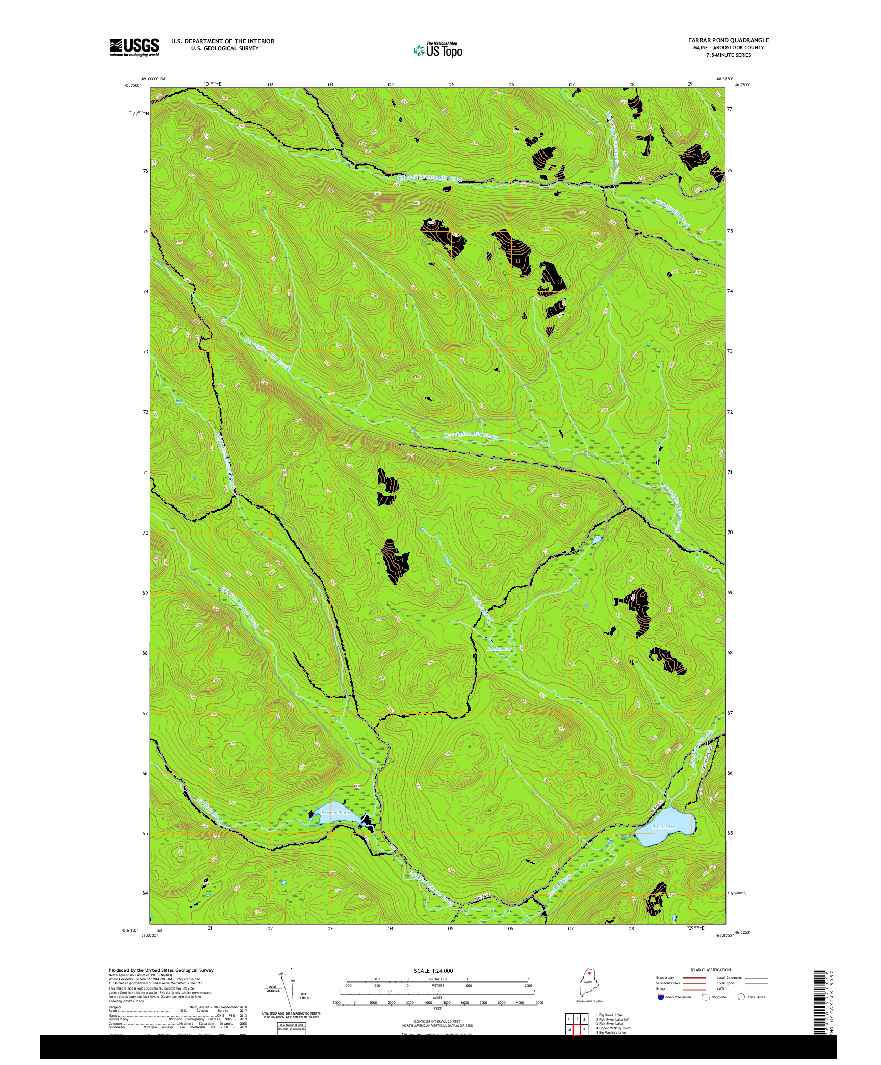 USGS US TOPO 7.5-MINUTE MAP FOR FARRAR POND, ME 2021