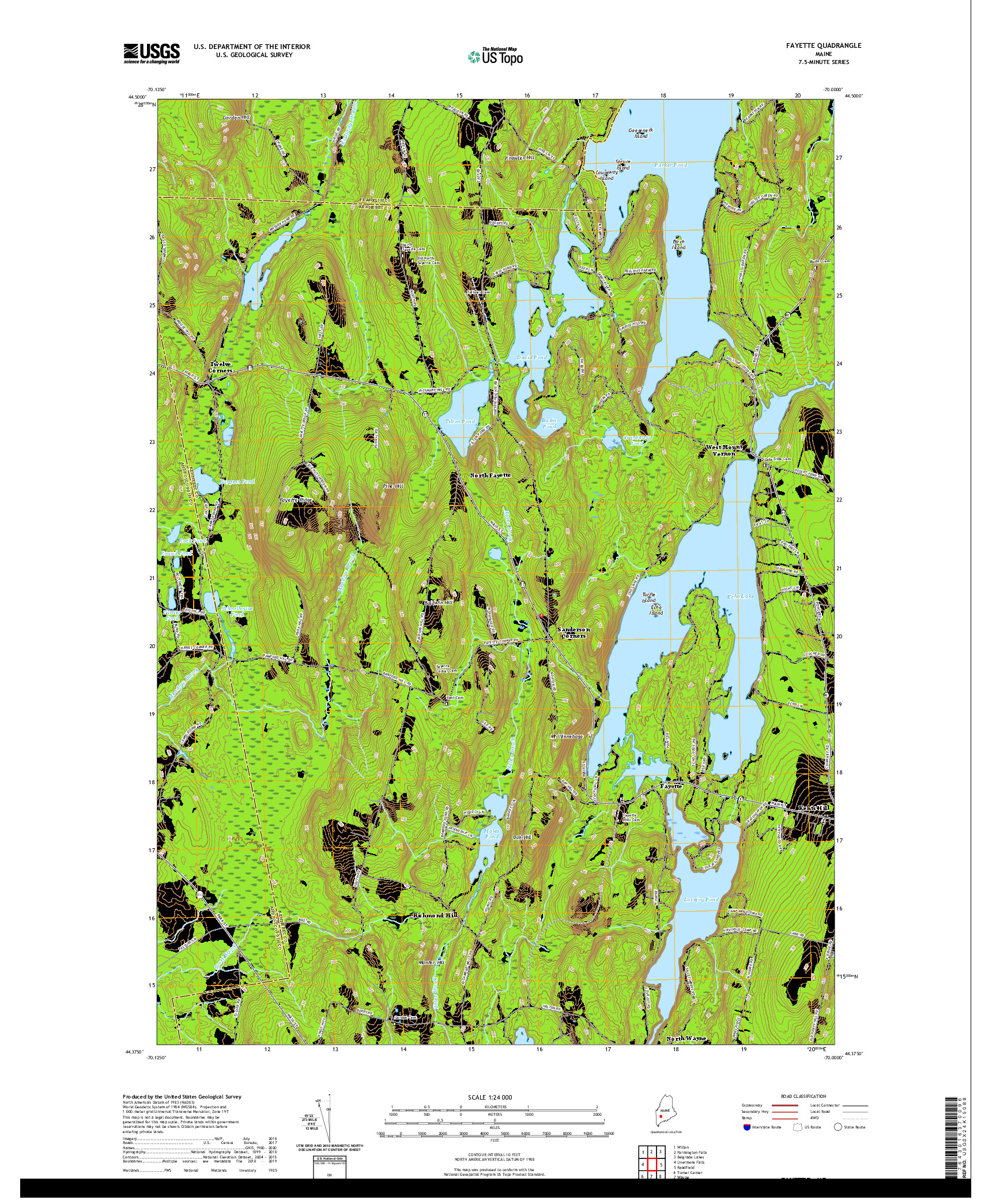 USGS US TOPO 7.5-MINUTE MAP FOR FAYETTE, ME 2021