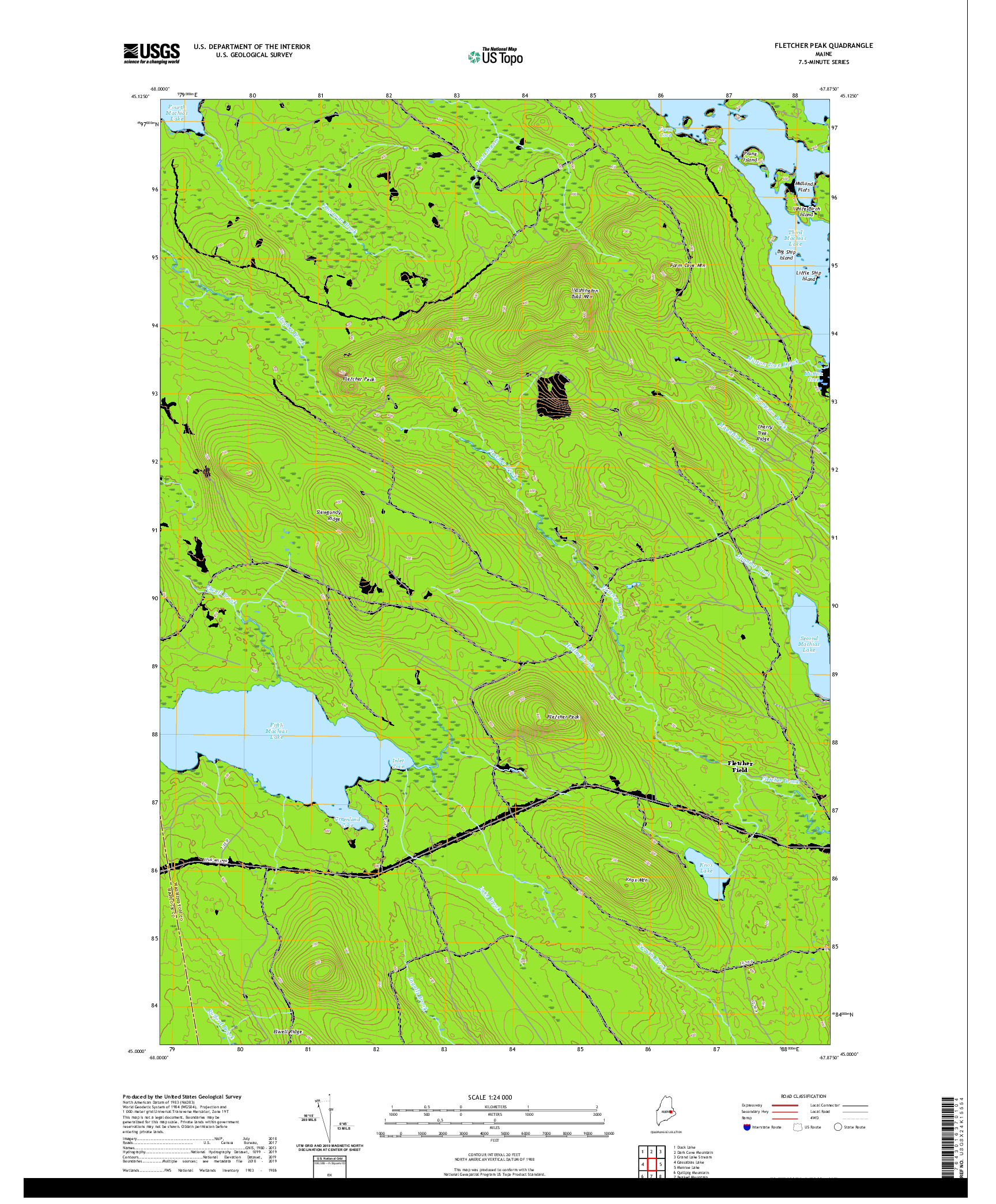 USGS US TOPO 7.5-MINUTE MAP FOR FLETCHER PEAK, ME 2021