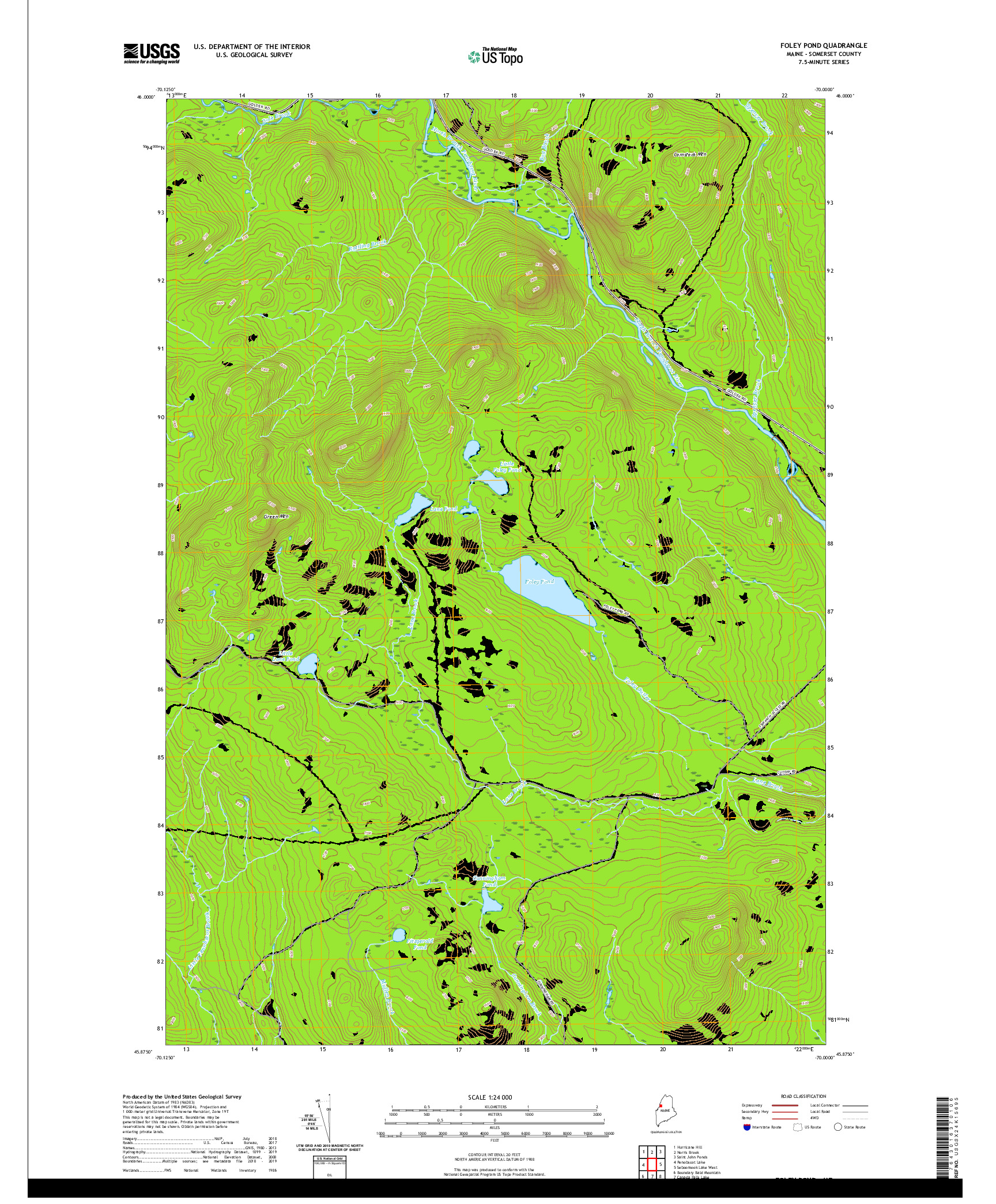 USGS US TOPO 7.5-MINUTE MAP FOR FOLEY POND, ME 2021