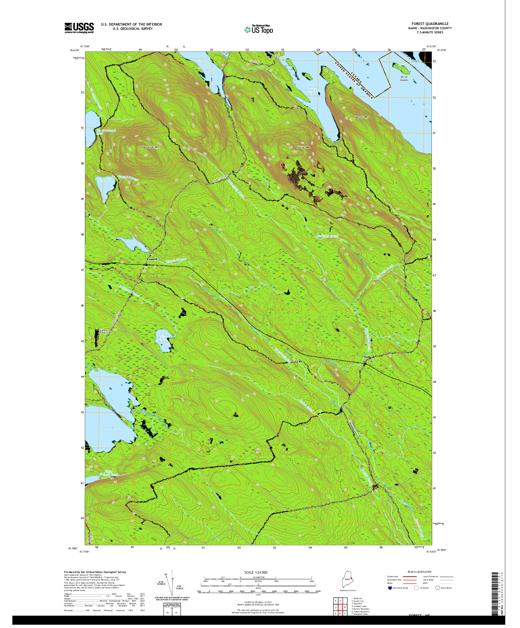 USGS US TOPO 7.5-MINUTE MAP FOR FOREST, ME 2021