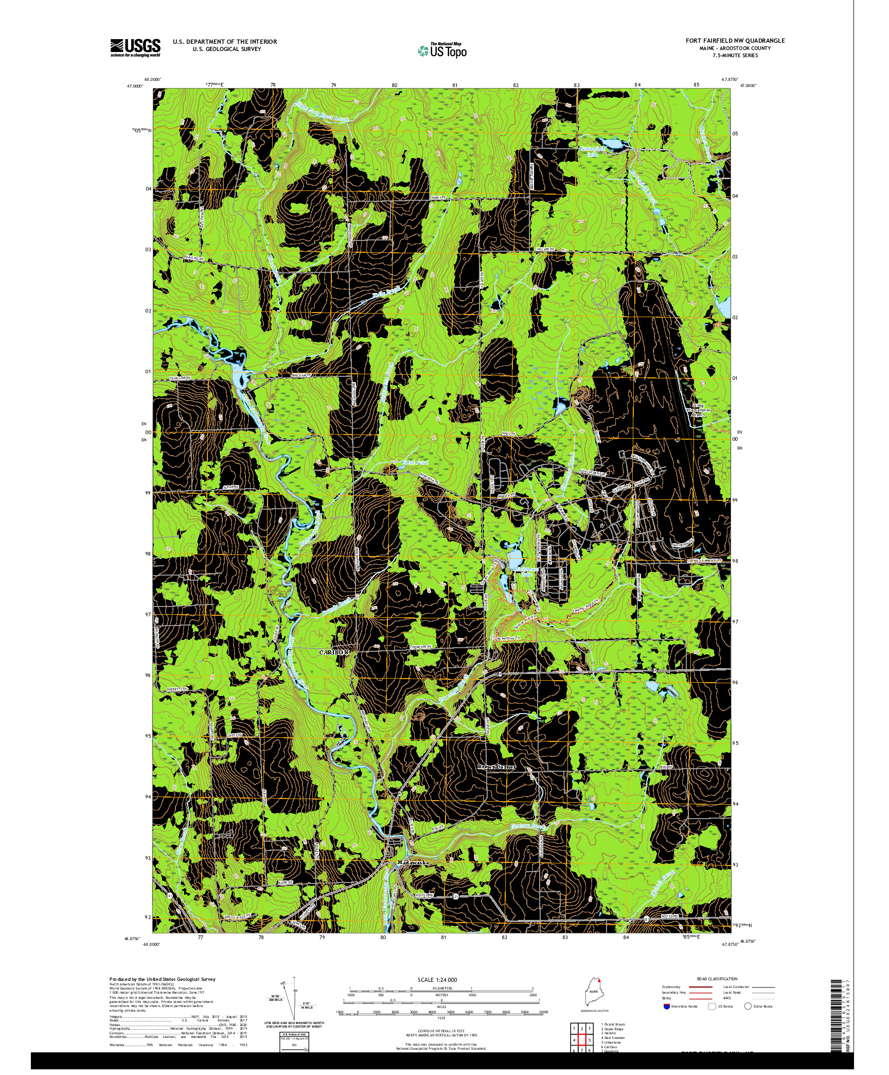 USGS US TOPO 7.5-MINUTE MAP FOR FORT FAIRFIELD NW, ME 2021