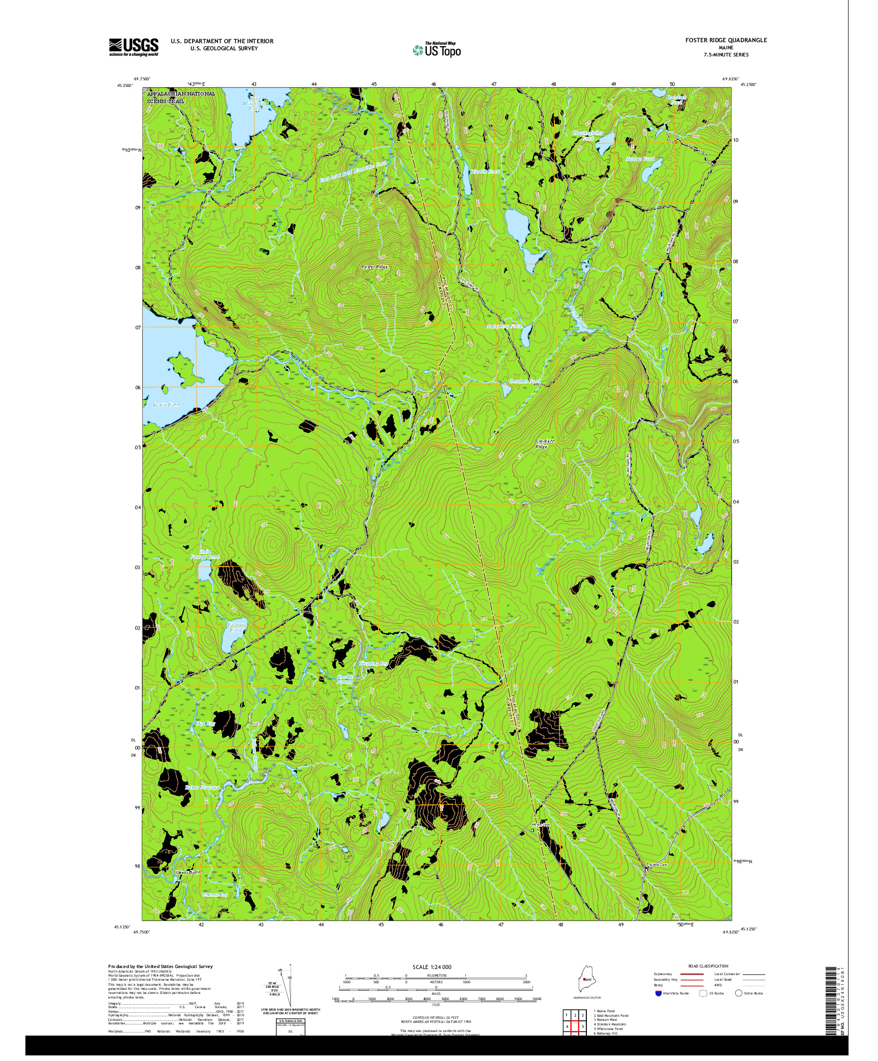 USGS US TOPO 7.5-MINUTE MAP FOR FOSTER RIDGE, ME 2021