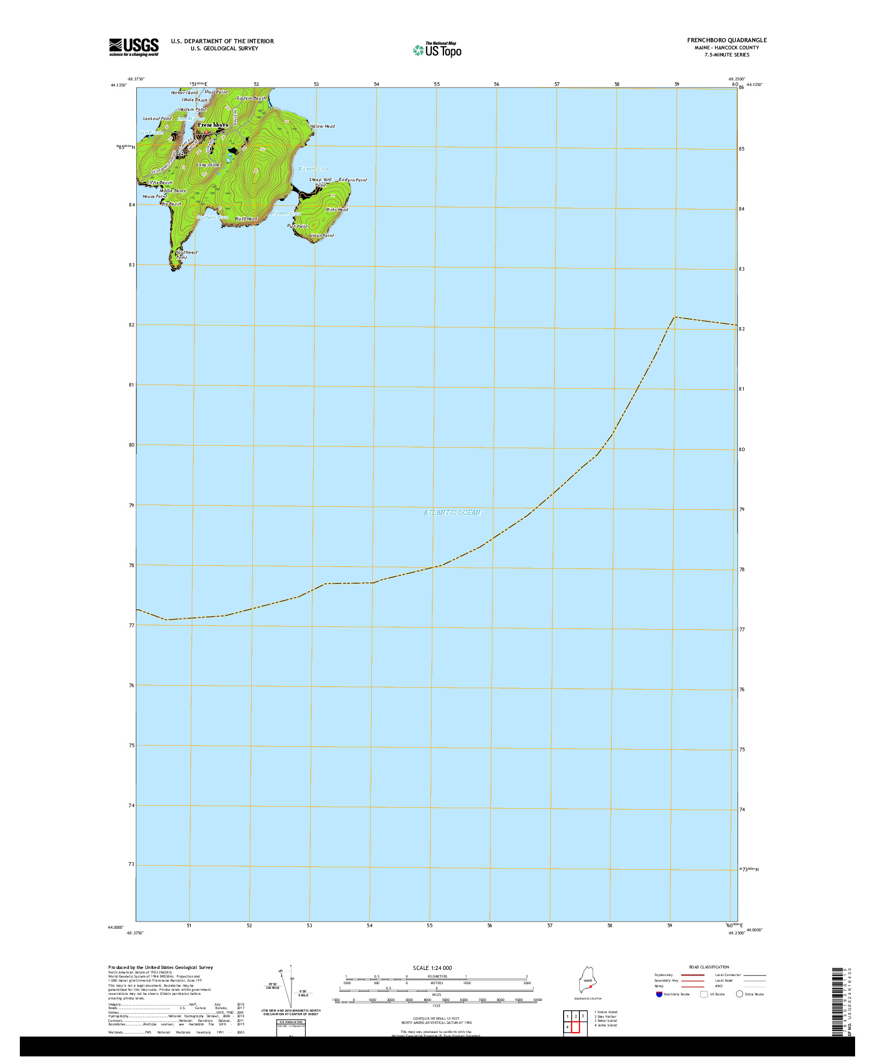 USGS US TOPO 7.5-MINUTE MAP FOR FRENCHBORO, ME 2021