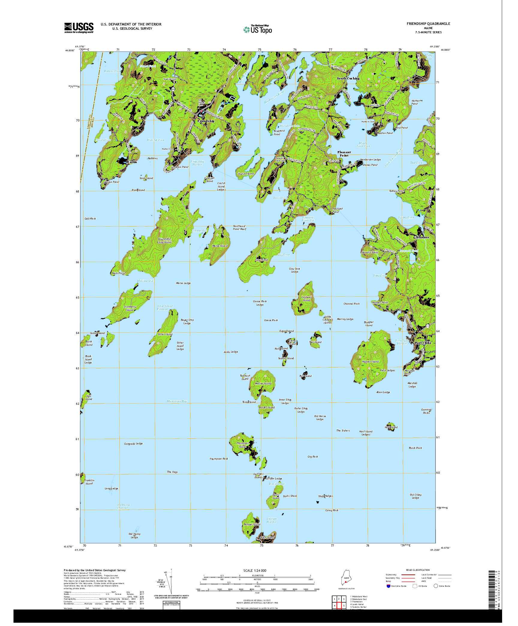 USGS US TOPO 7.5-MINUTE MAP FOR FRIENDSHIP, ME 2021