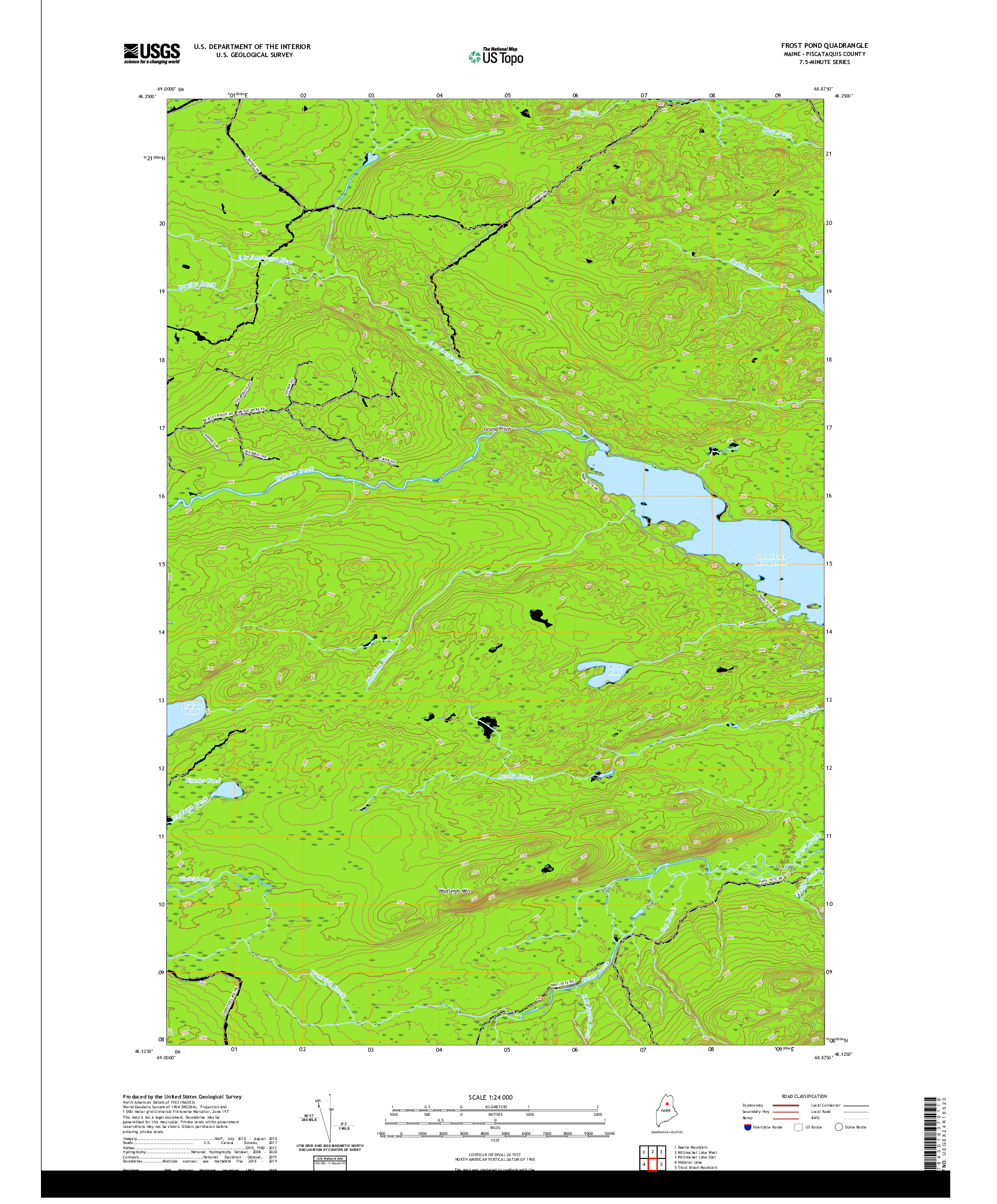 USGS US TOPO 7.5-MINUTE MAP FOR FROST POND, ME 2021