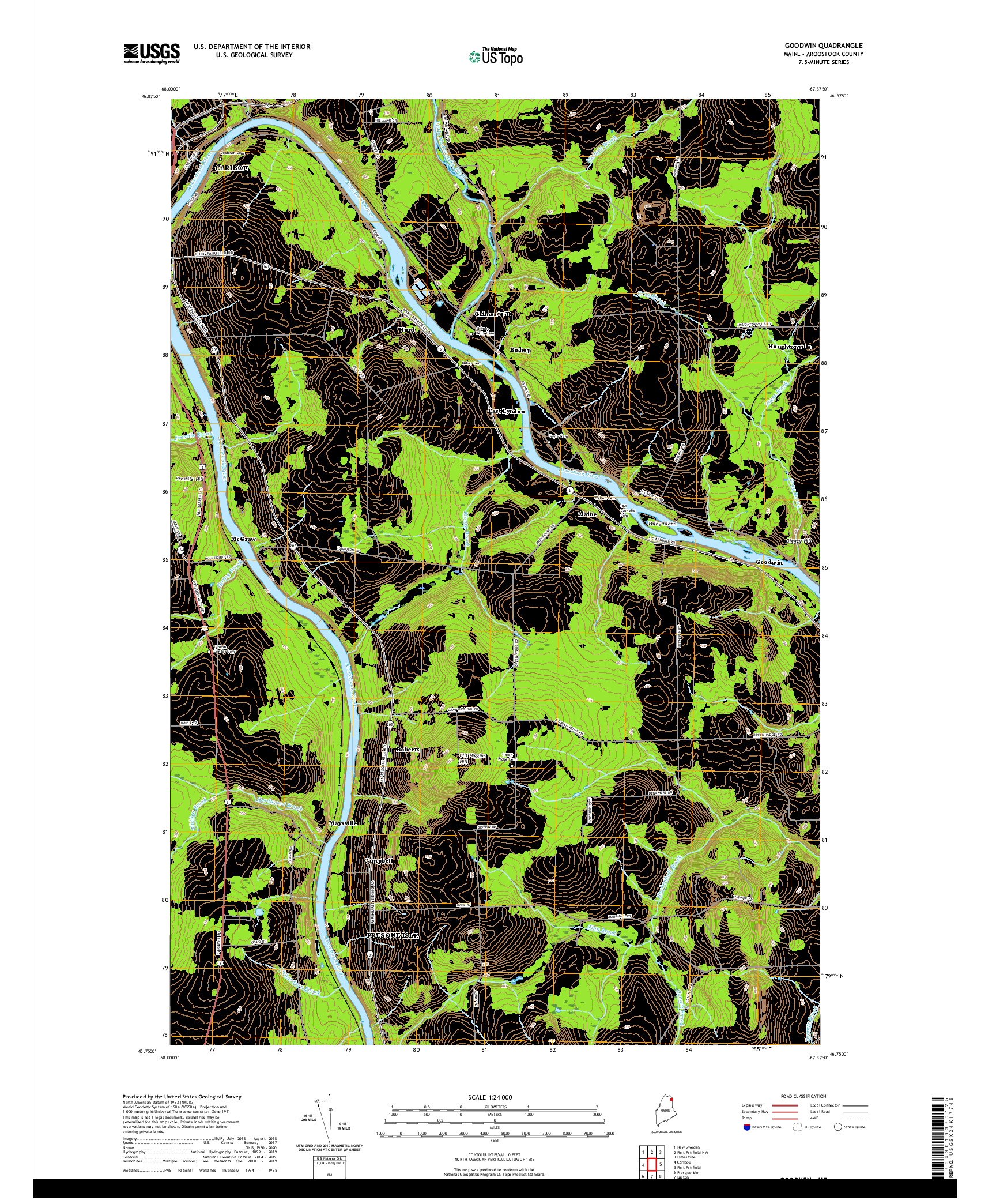 USGS US TOPO 7.5-MINUTE MAP FOR GOODWIN, ME 2021