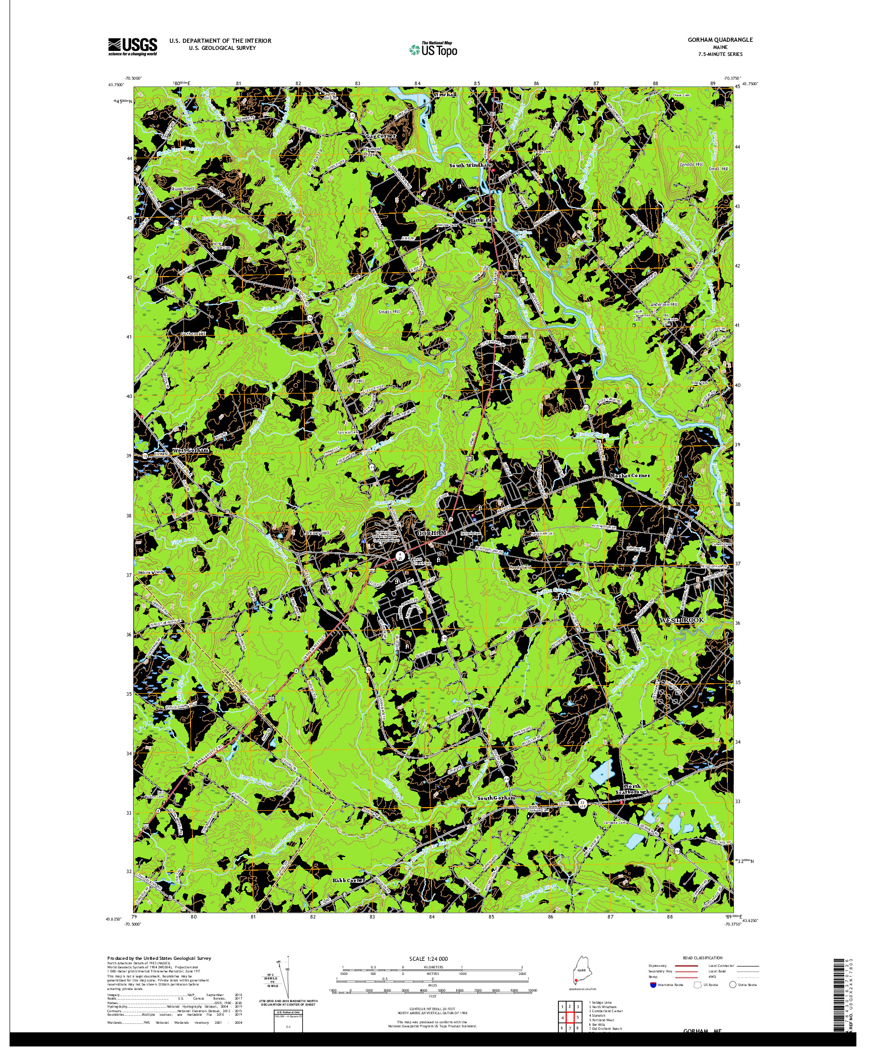 USGS US TOPO 7.5-MINUTE MAP FOR GORHAM, ME 2021