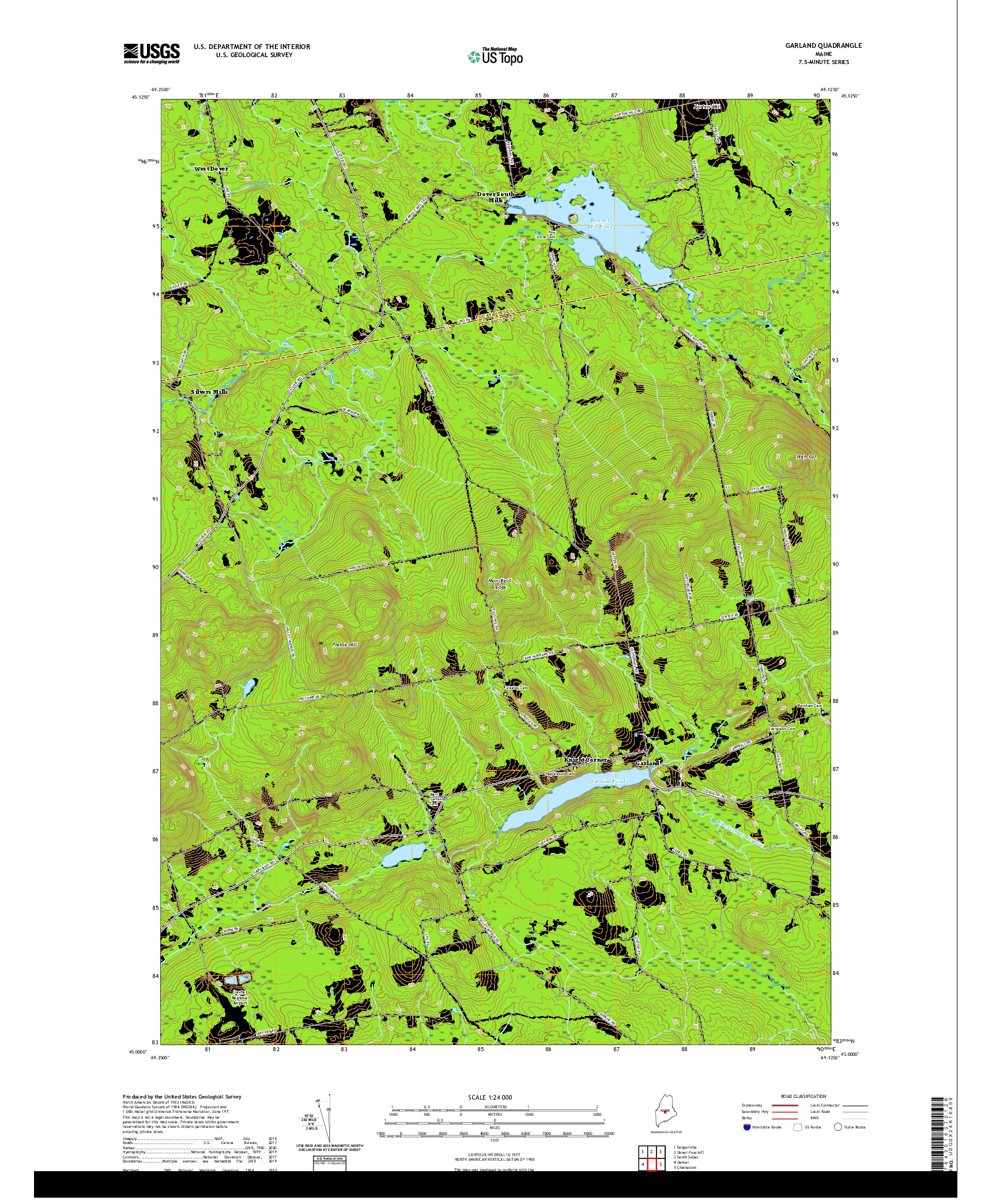 USGS US TOPO 7.5-MINUTE MAP FOR GARLAND, ME 2021