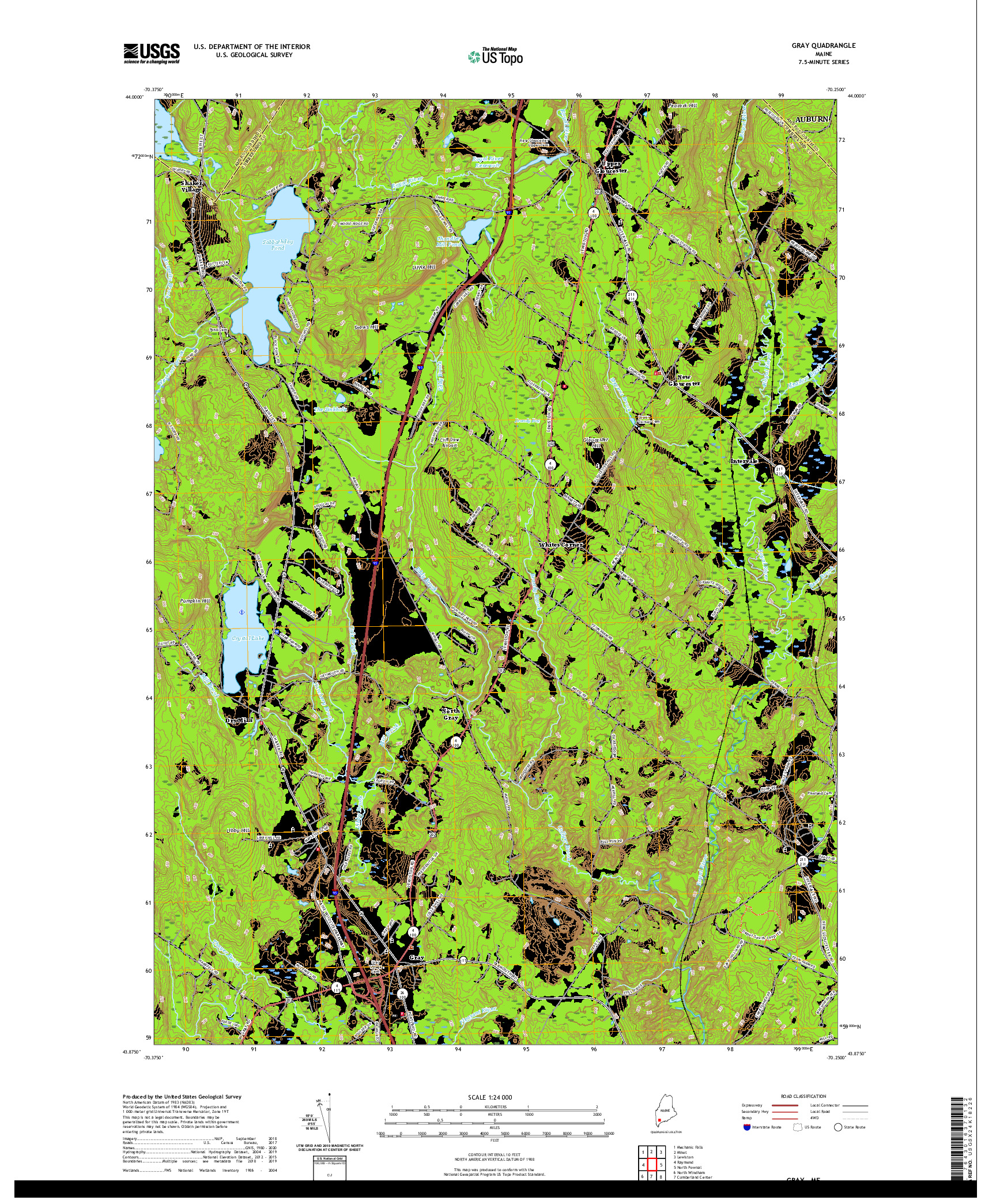 USGS US TOPO 7.5-MINUTE MAP FOR GRAY, ME 2021