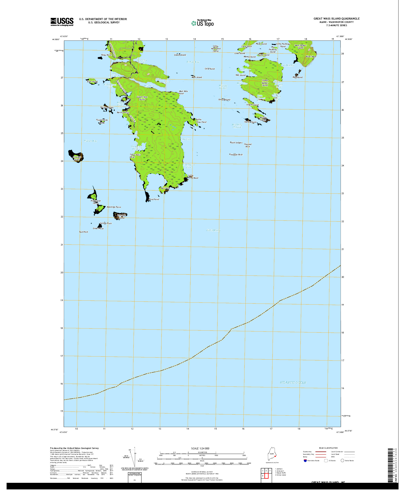 USGS US TOPO 7.5-MINUTE MAP FOR GREAT WASS ISLAND, ME 2021