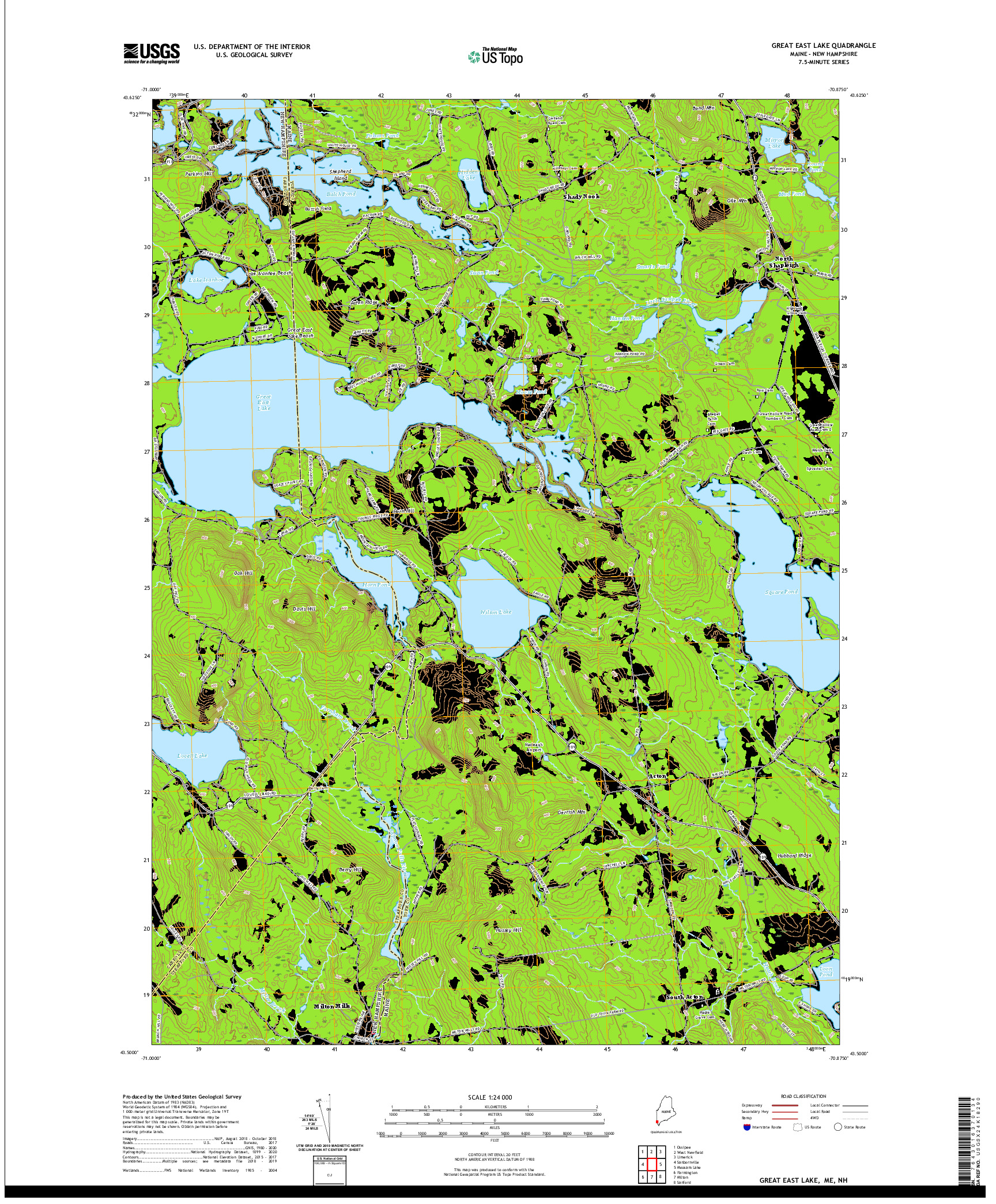 USGS US TOPO 7.5-MINUTE MAP FOR GREAT EAST LAKE, ME,NH 2021