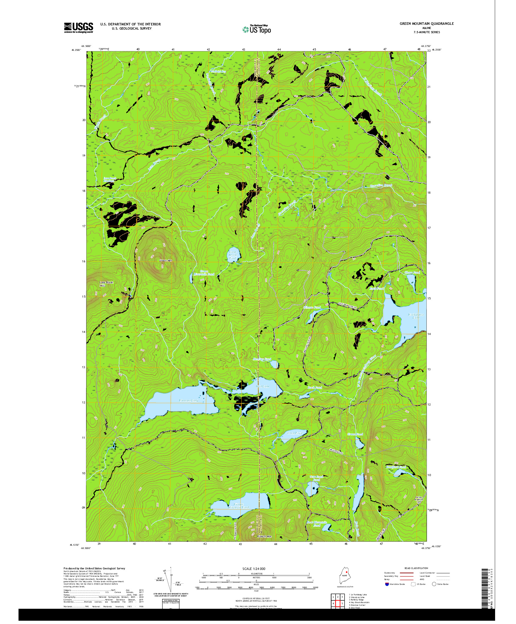USGS US TOPO 7.5-MINUTE MAP FOR GREEN MOUNTAIN, ME 2021