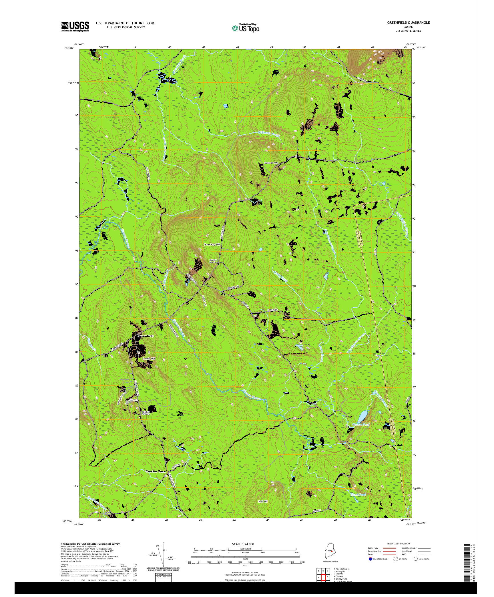 USGS US TOPO 7.5-MINUTE MAP FOR GREENFIELD, ME 2021