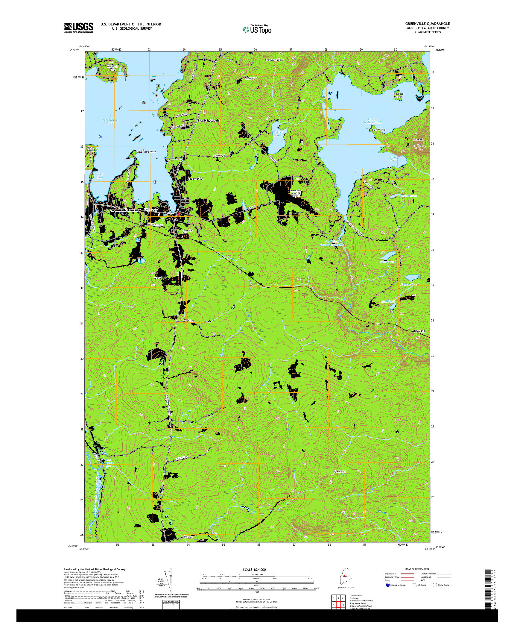 USGS US TOPO 7.5-MINUTE MAP FOR GREENVILLE, ME 2021