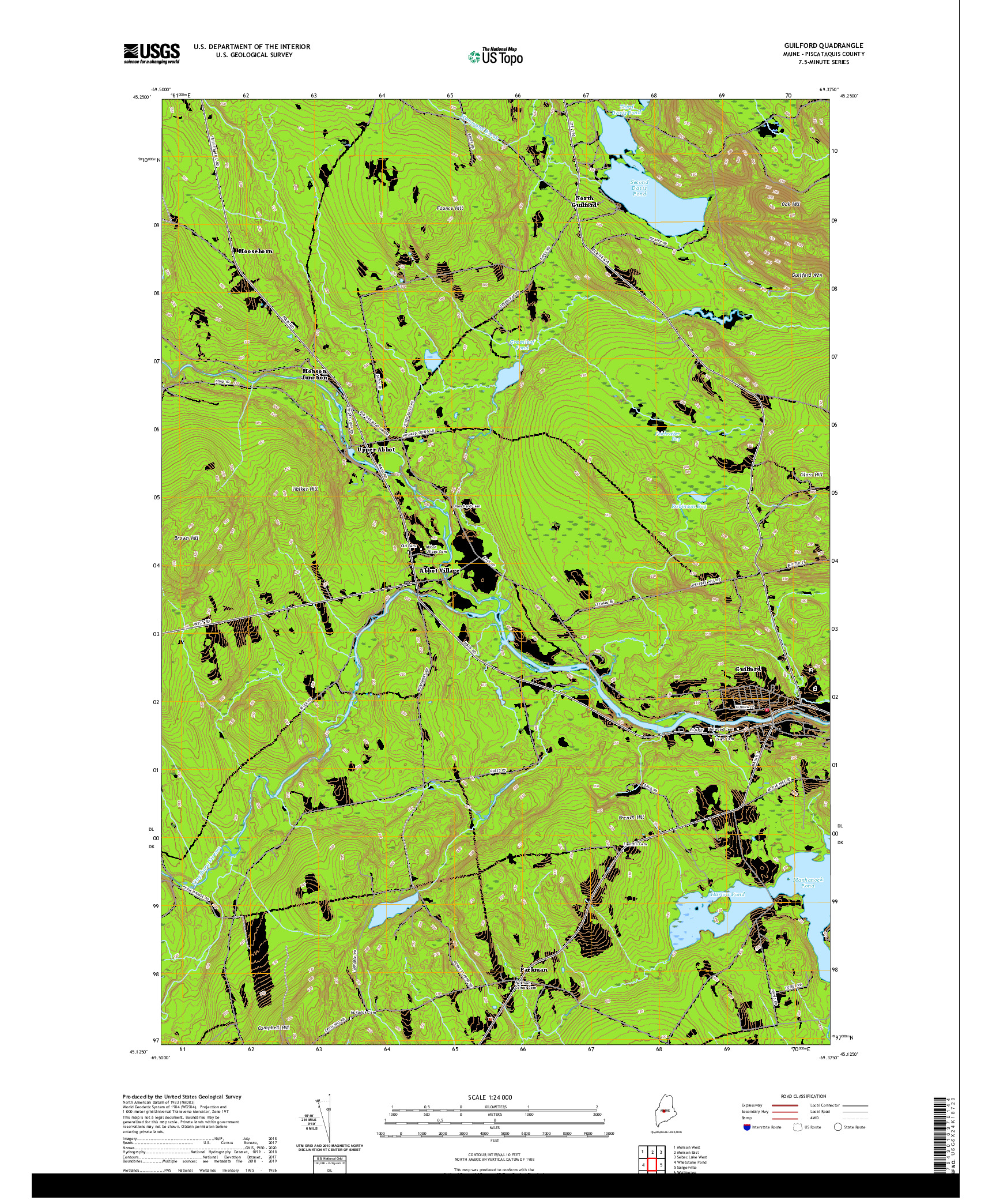 USGS US TOPO 7.5-MINUTE MAP FOR GUILFORD, ME 2021
