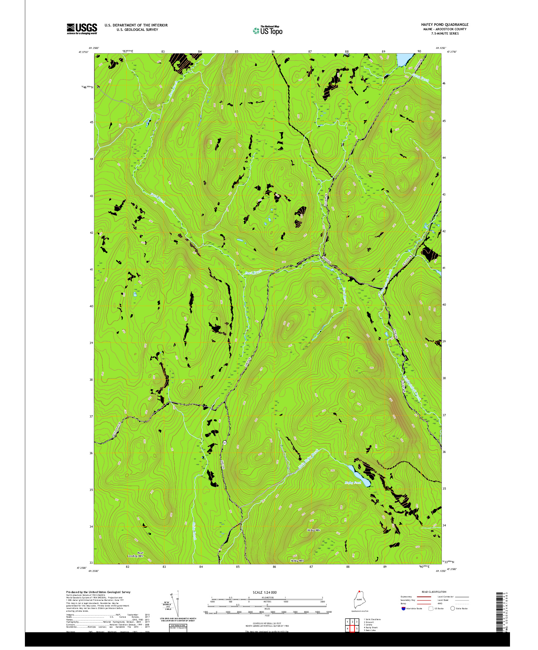 USGS US TOPO 7.5-MINUTE MAP FOR HAFEY POND, ME 2021
