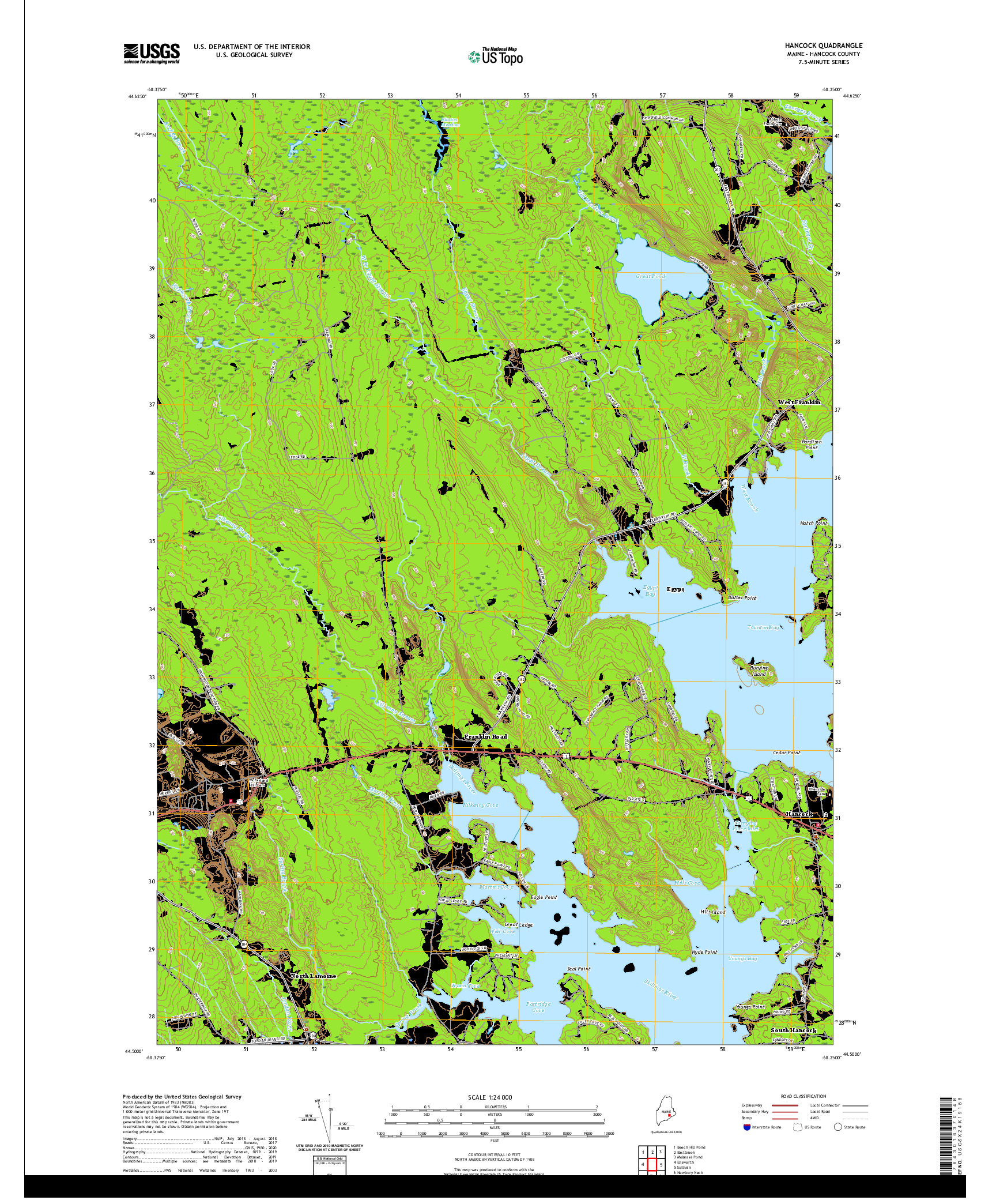 USGS US TOPO 7.5-MINUTE MAP FOR HANCOCK, ME 2021