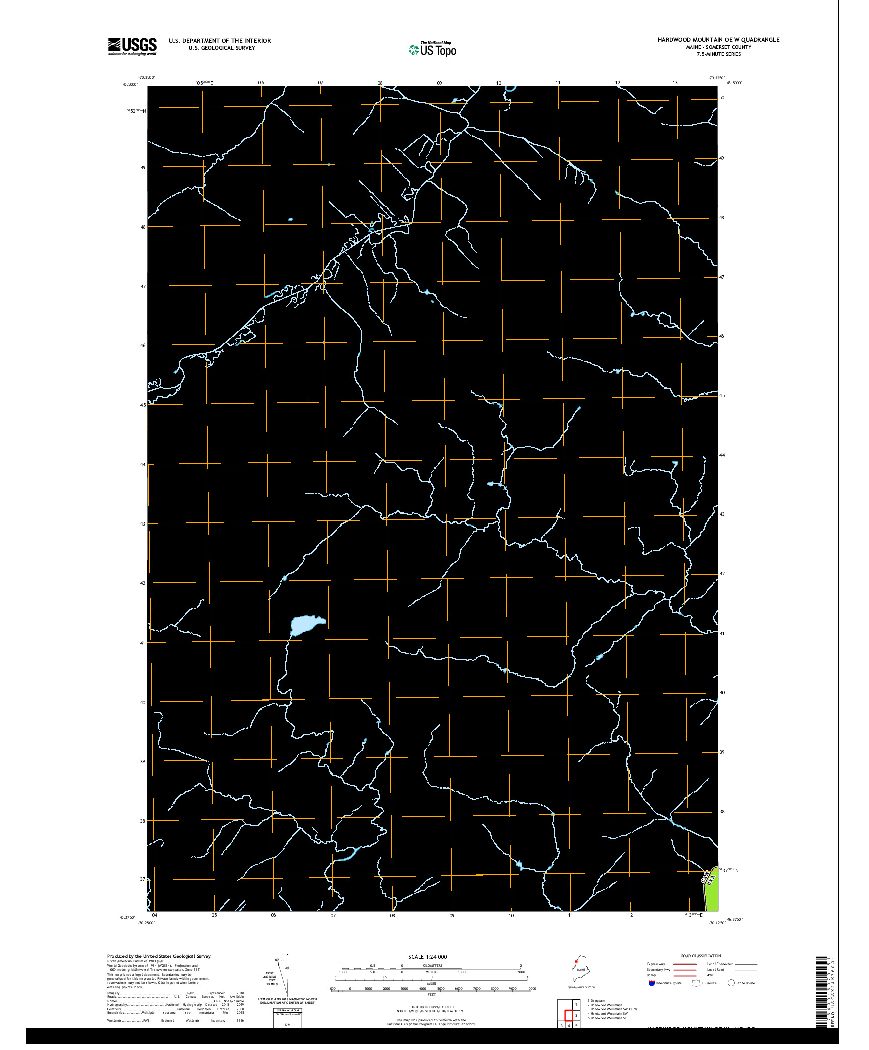 USGS US TOPO 7.5-MINUTE MAP FOR HARDWOOD MOUNTAIN OE W, ME,QC 2021