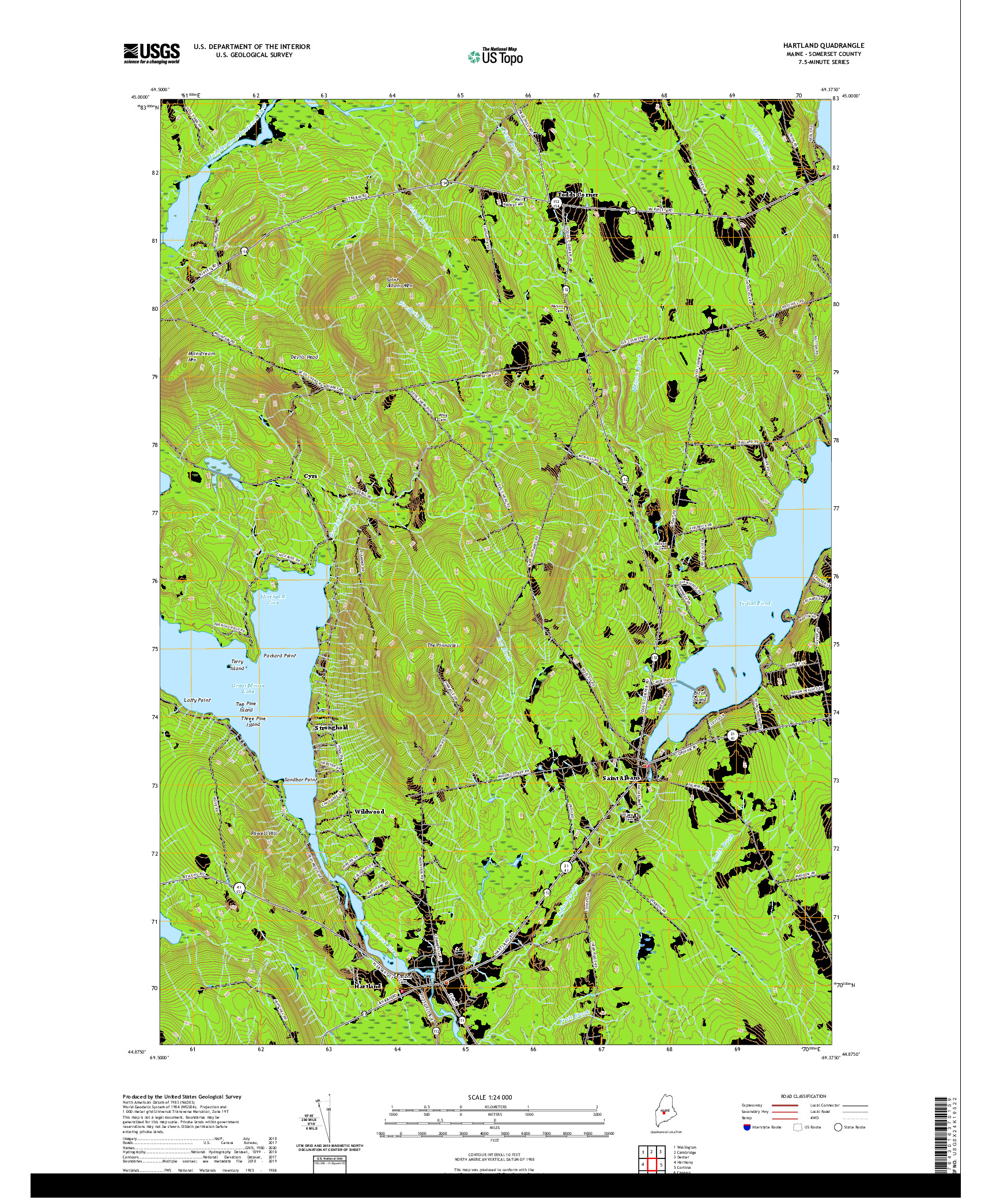 USGS US TOPO 7.5-MINUTE MAP FOR HARTLAND, ME 2021